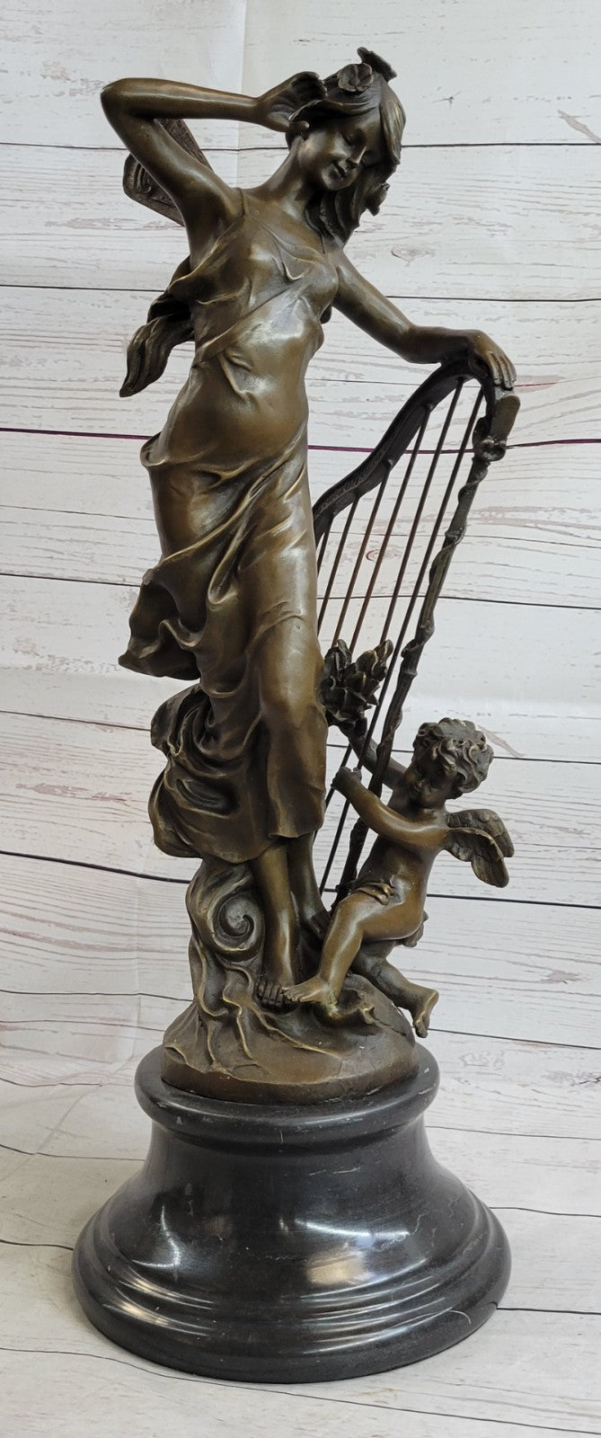 Butterfly Girl Angel Nymph Fairy Fantasy Collectible Bronze Marble Statue Art Deco