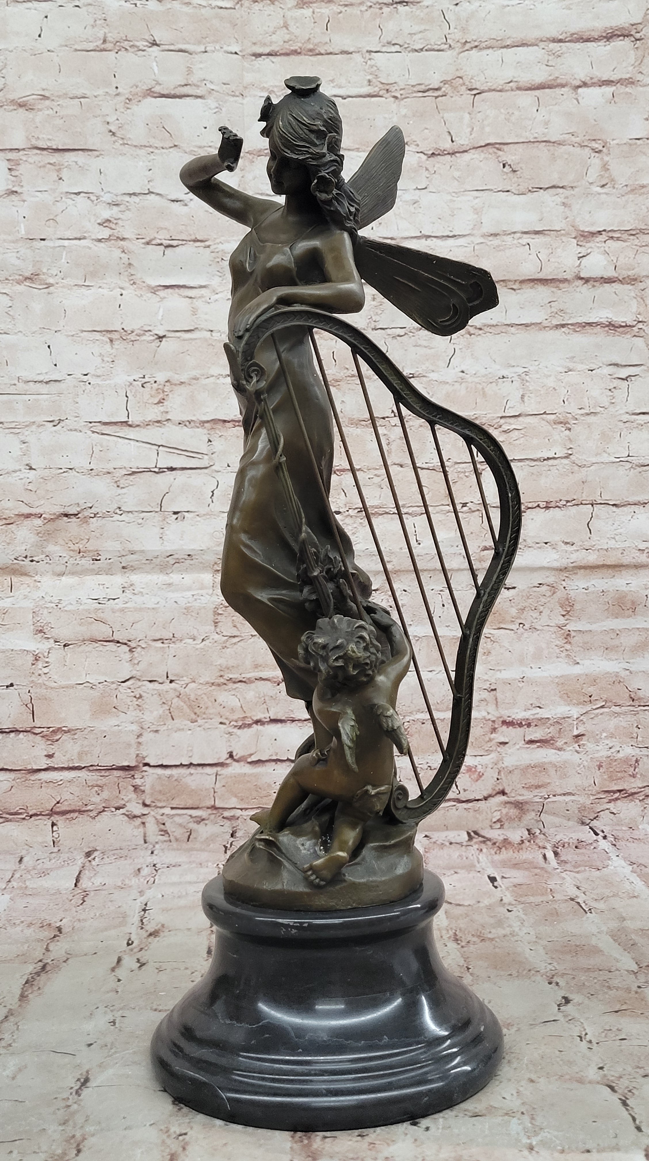 Butterfly Girl Angel Nymph Fairy Fantasy Collectible Bronze Marble Statue Art Deco
