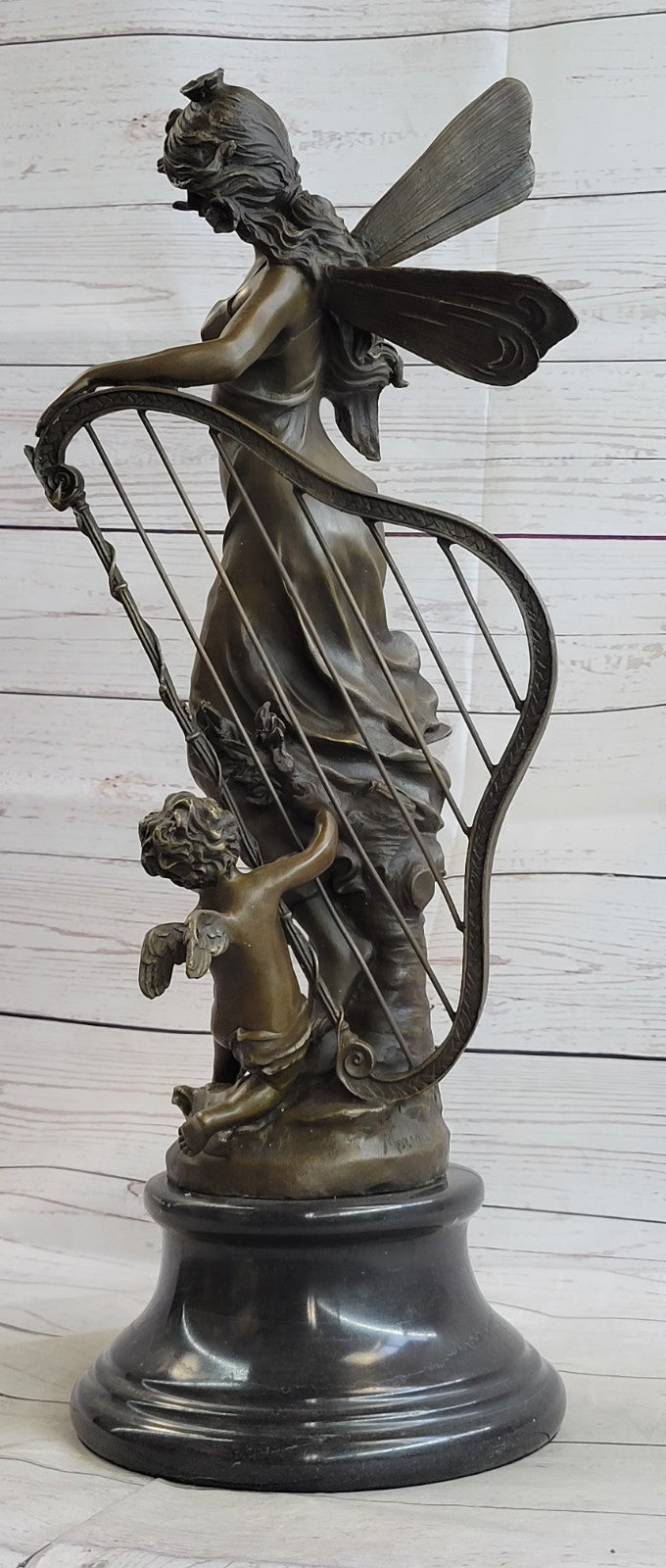 Butterfly Girl Angel Nymph Fairy Fantasy Collectible Bronze Marble Statue Art Deco