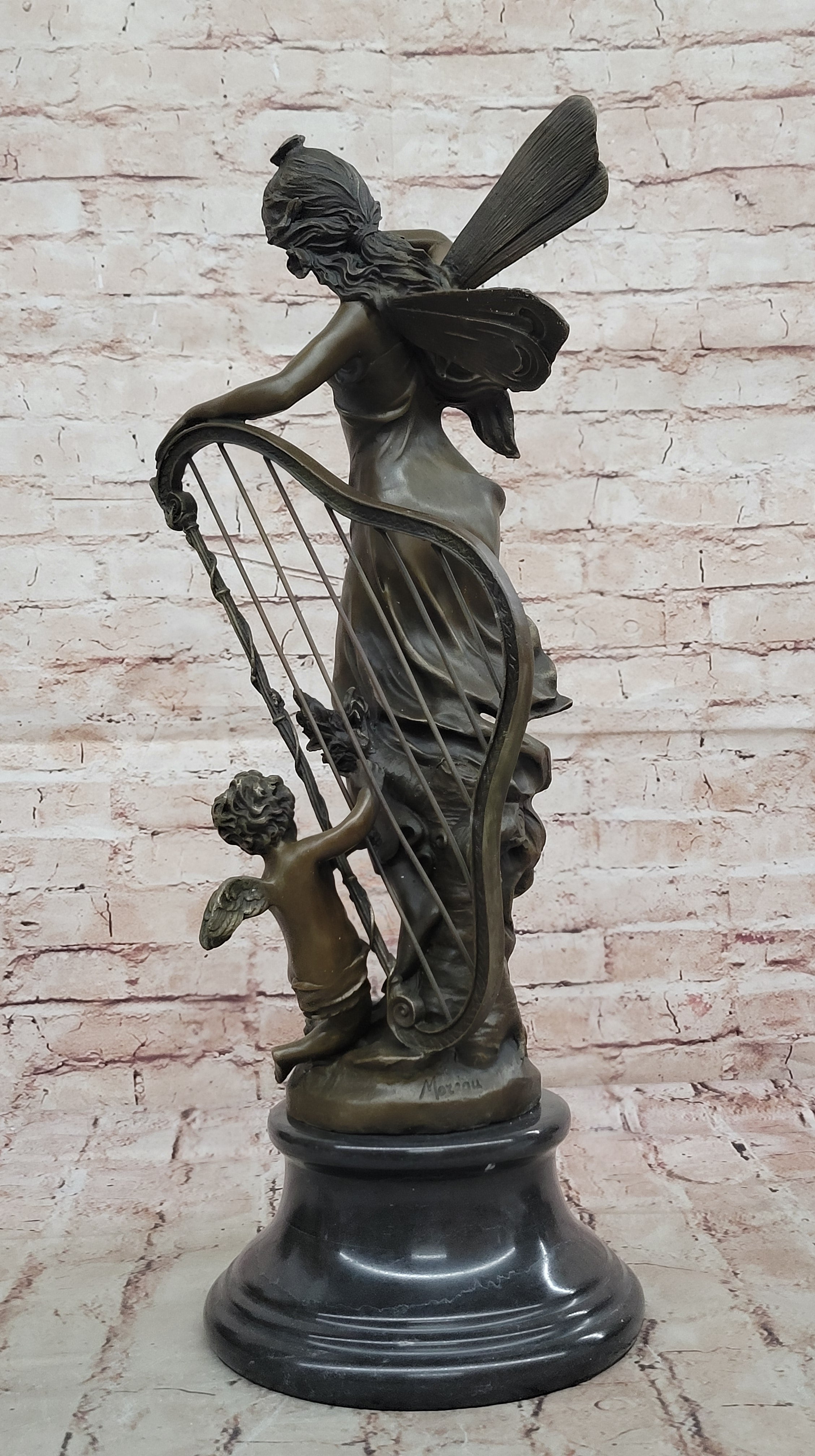 Butterfly Girl Angel Nymph Fairy Fantasy Collectible Bronze Marble Statue Art Deco