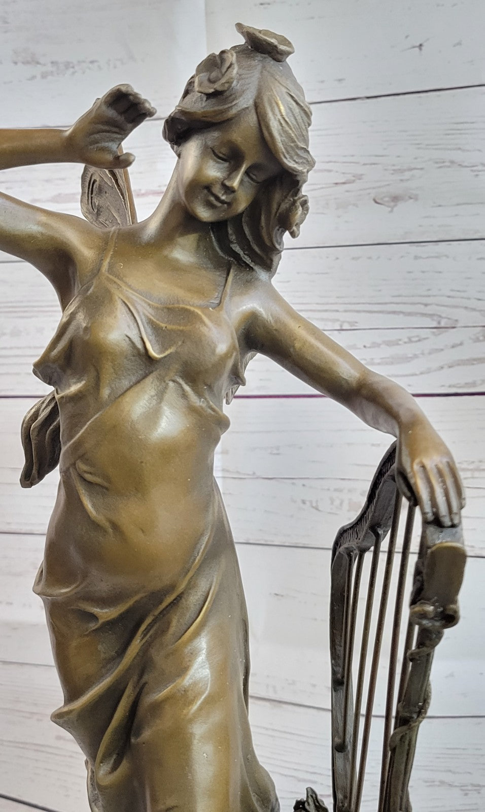 Butterfly Girl Angel Nymph Fairy Fantasy Collectible Bronze Marble Statue Art Deco
