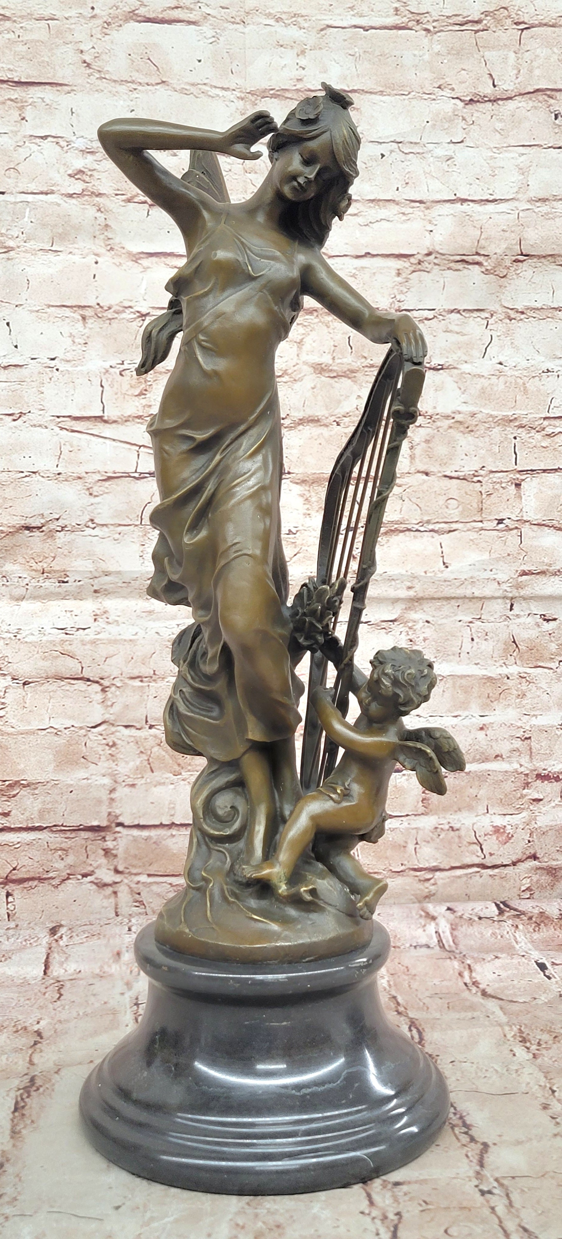 Butterfly Girl Angel Nymph Fairy Fantasy Collectible Bronze Marble Statue Art Deco