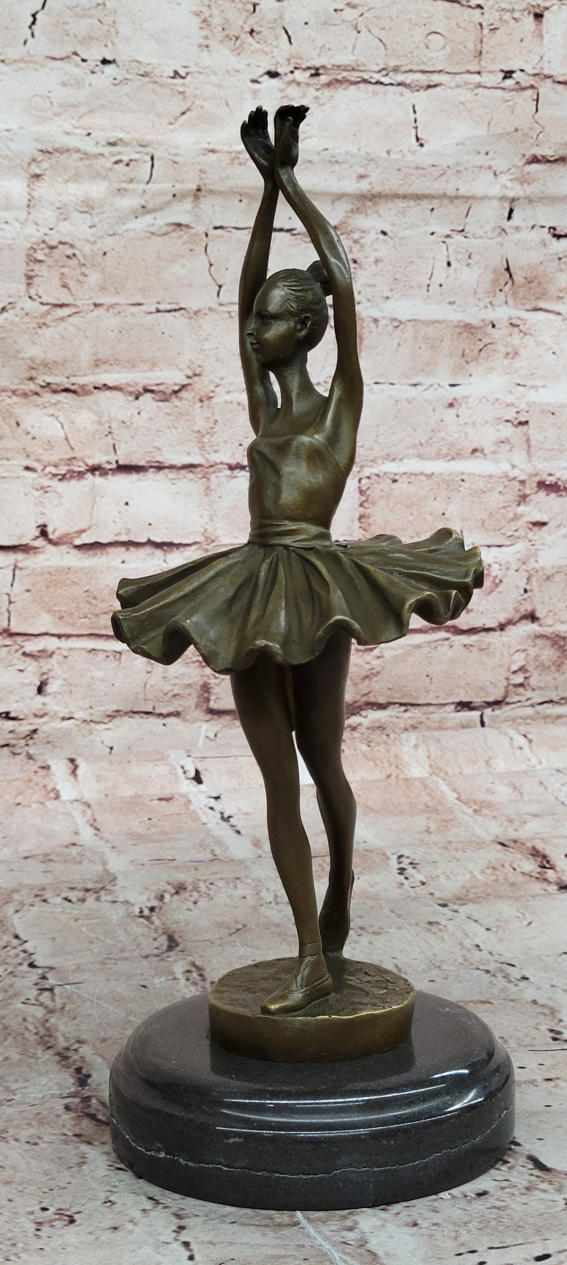 Prima Ballerina Bronze Sculpture Art Nouveau Deco Marble Base Figurine Statue
