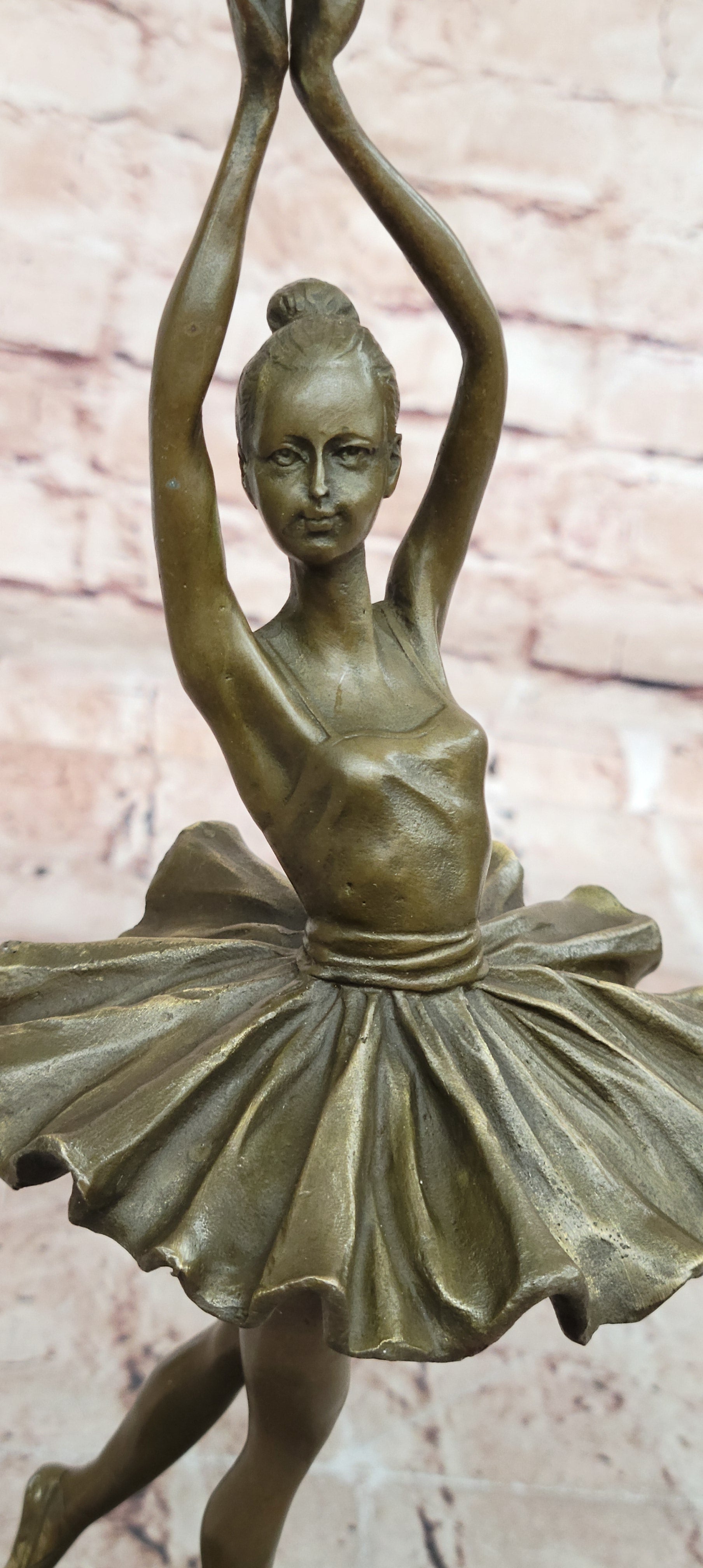Prima Ballerina Bronze Sculpture Art Nouveau Deco Marble Base Figurine Statue