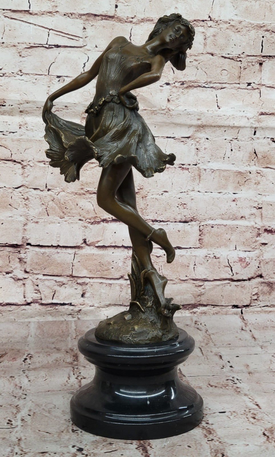 Original Lost Wax Bronze Sculpture Nude Female Sexy Girl Statue Figure Deco