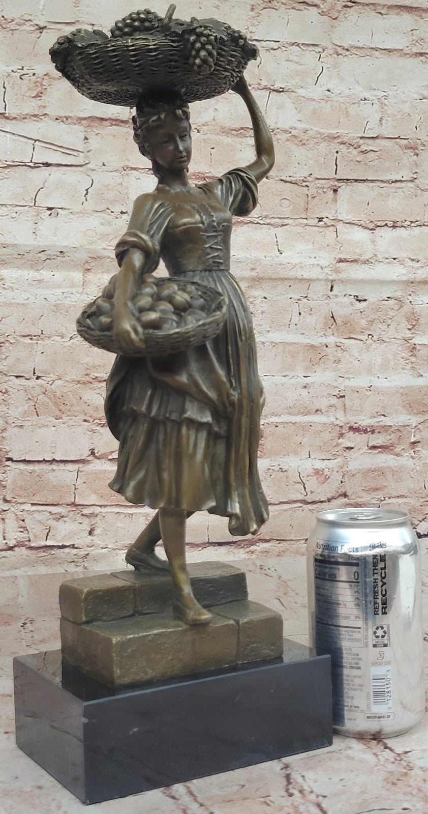 Handmade SIGNED Cesaro SEXY GIRL AUTOMNE FRENCH BRONZE FIGURE ART 15.5" TALL