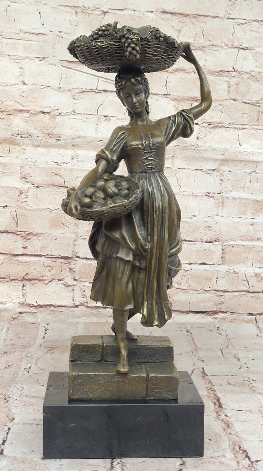 Handmade SIGNED Cesaro SEXY GIRL AUTOMNE FRENCH BRONZE FIGURE ART 15.5" TALL