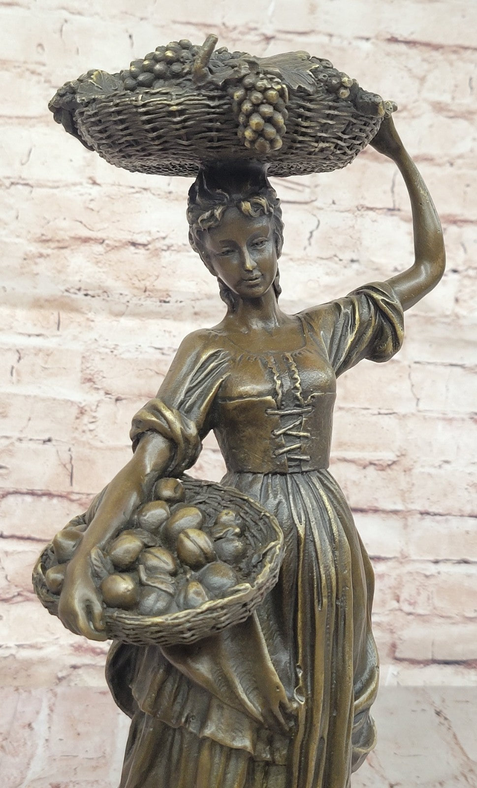 Handmade SIGNED Cesaro SEXY GIRL AUTOMNE FRENCH BRONZE FIGURE ART 15.5" TALL