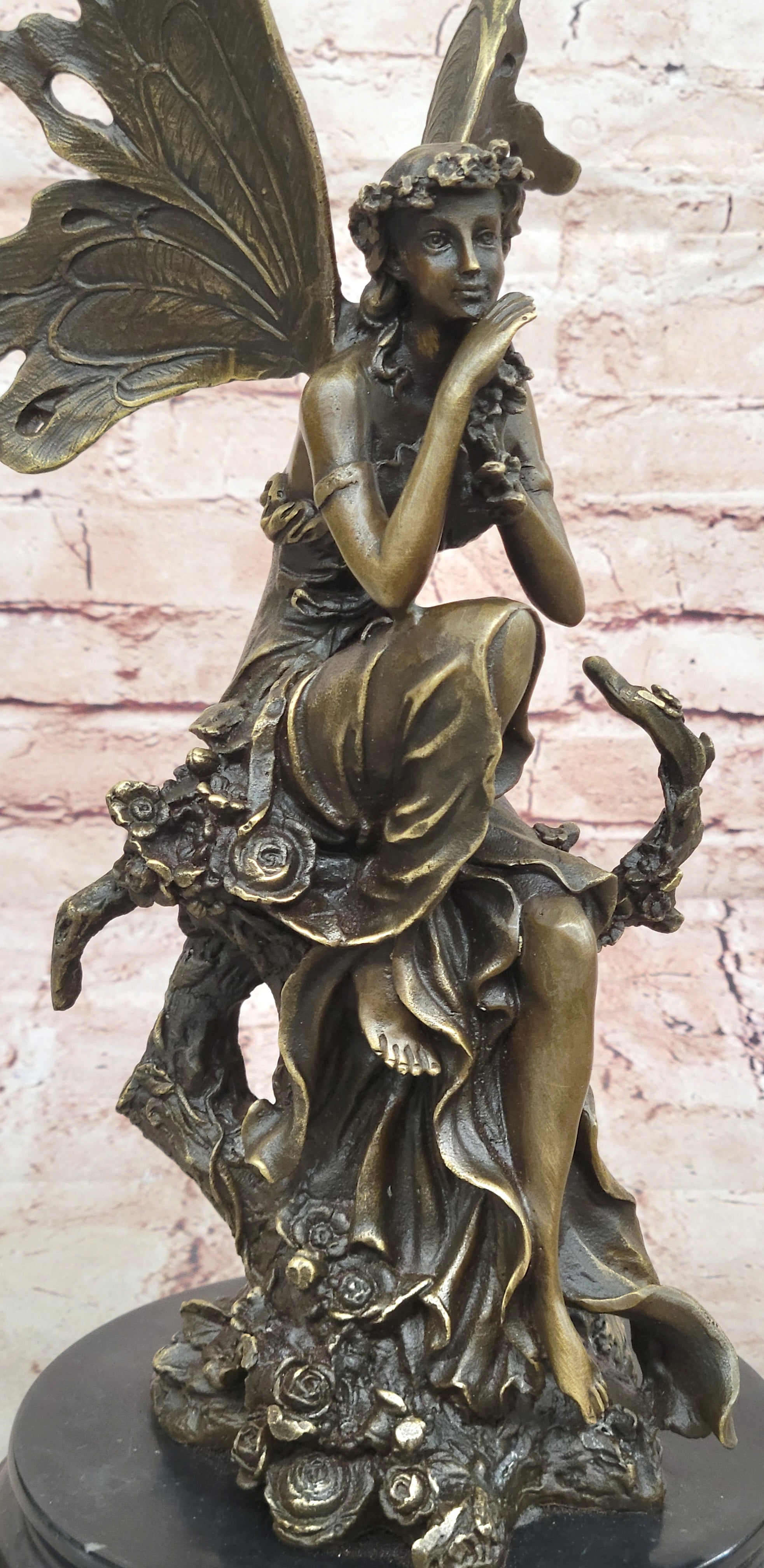 Art Deco Hot Cast fairy Museum Quality Bronze Sculpture Statue Figurine Decor