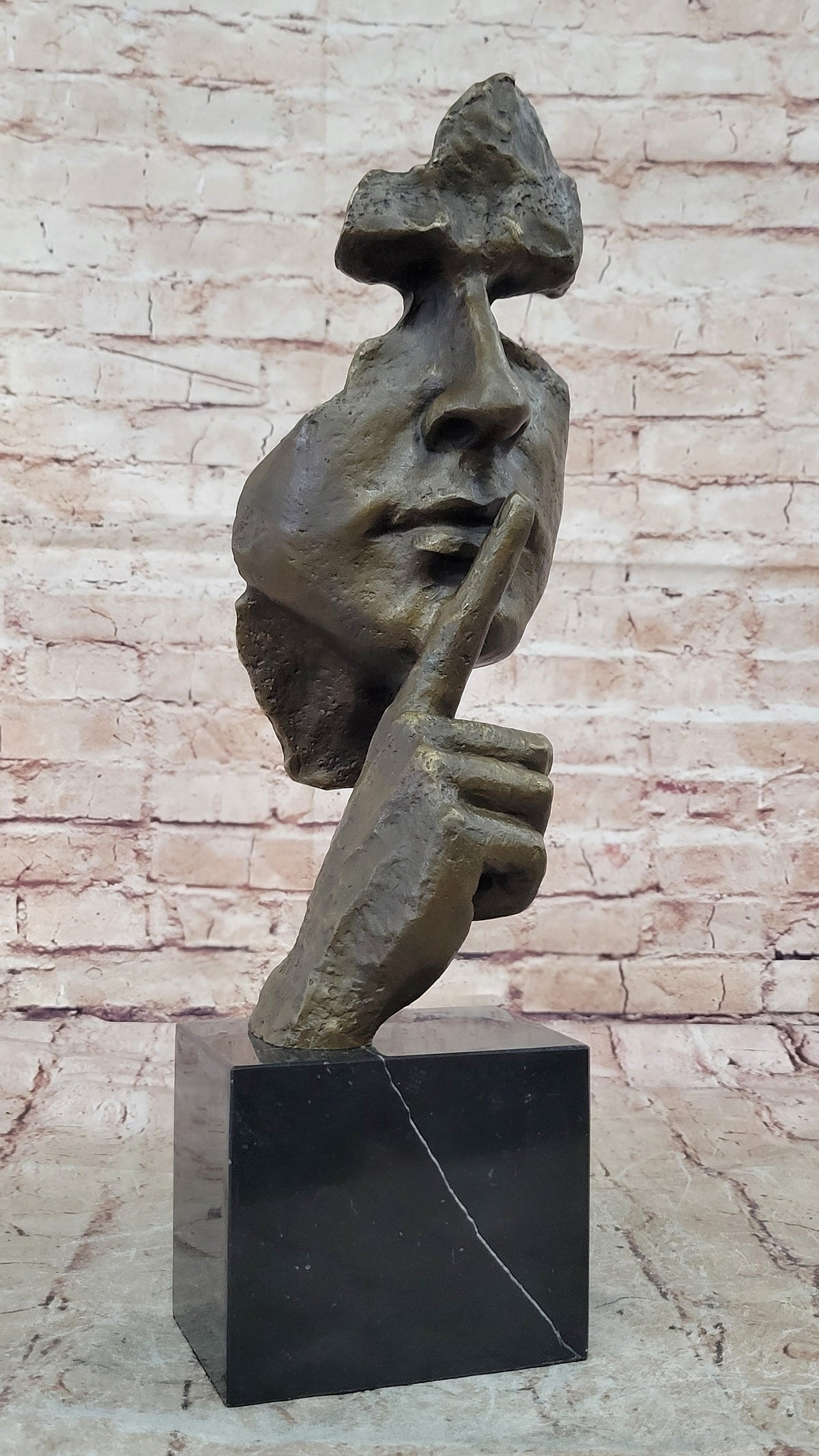 Bronze Sculpture Statue Silence Abstract Figure Inspired by Salvador Dali Artwork