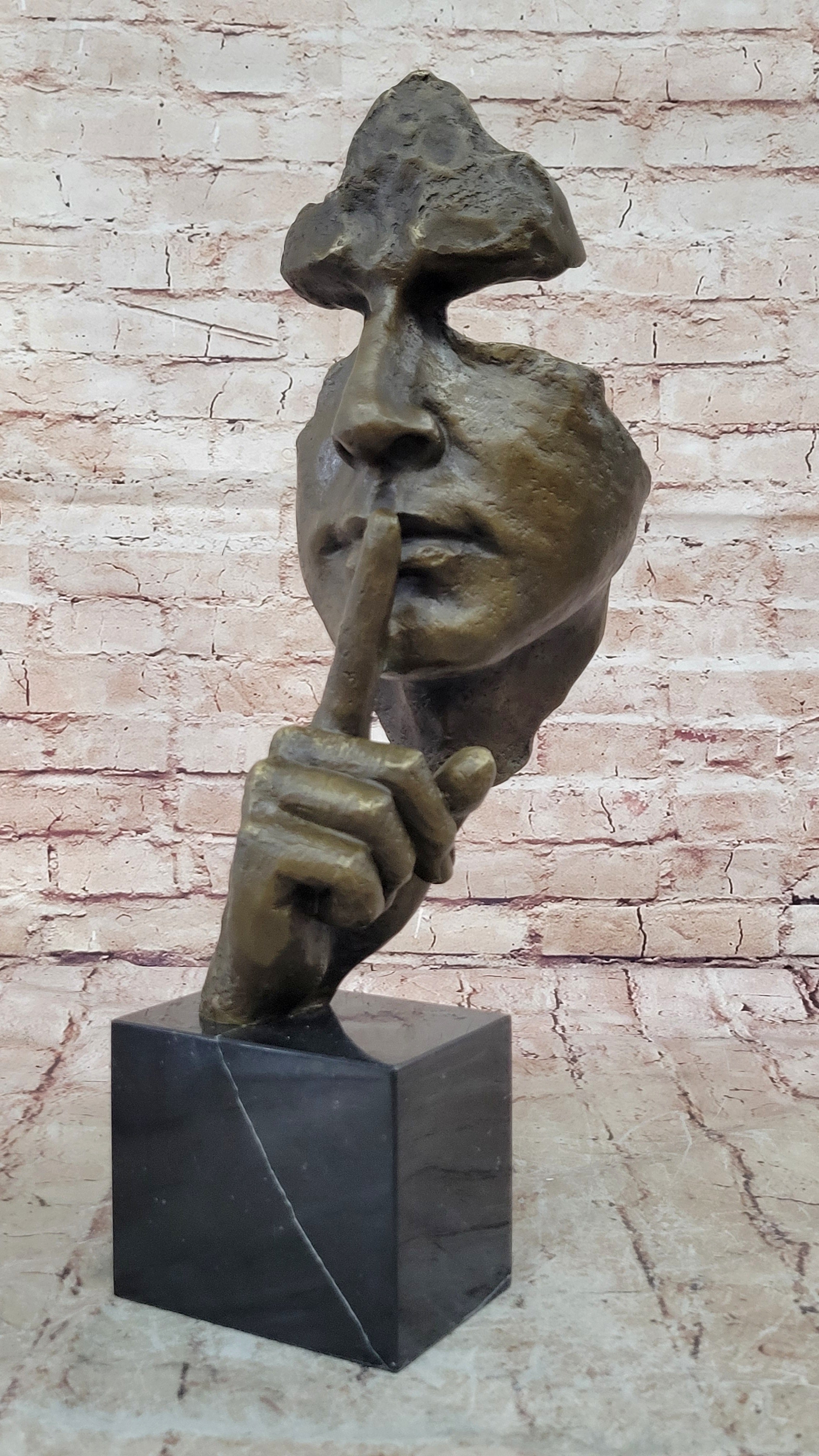 Bronze Sculpture Statue Silence Abstract Figure Inspired by Salvador Dali Artwork