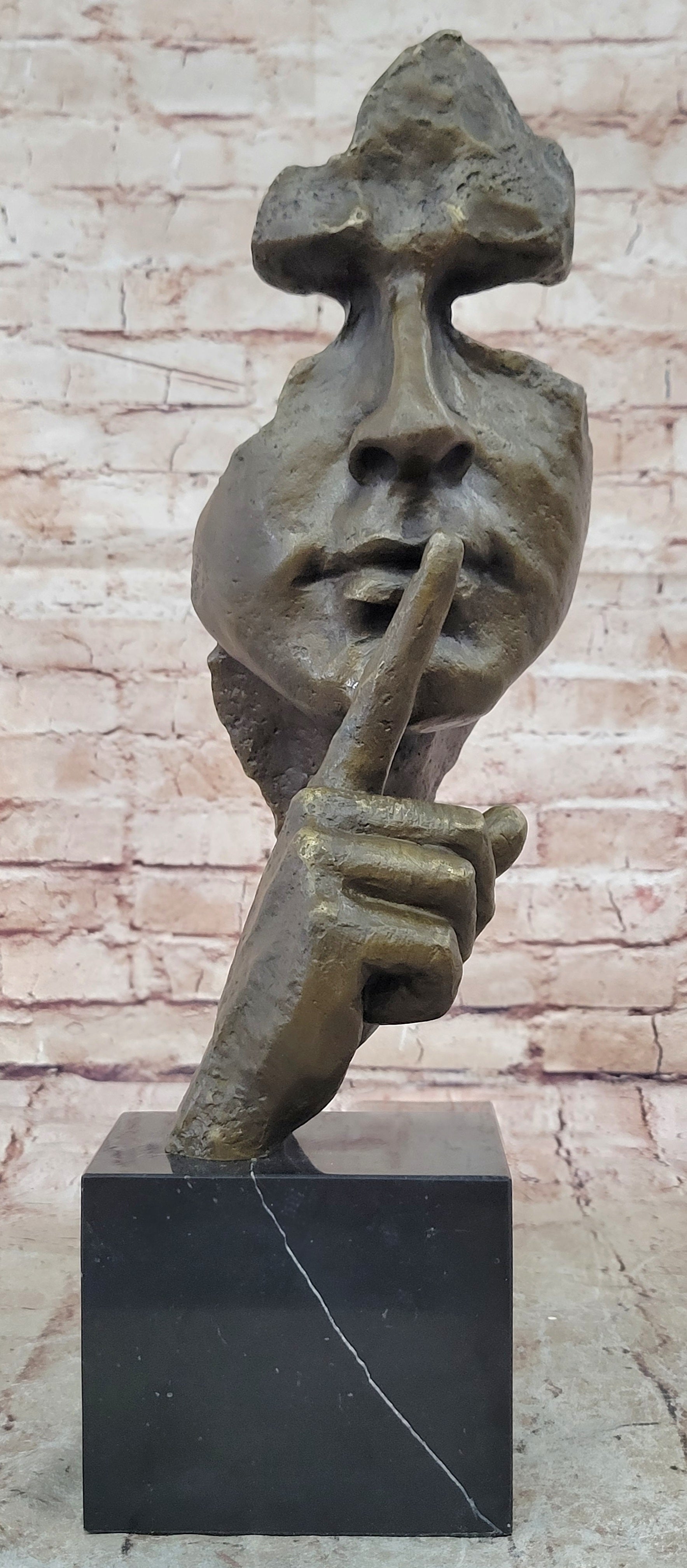 Bronze Sculpture Statue Silence Abstract Figure Inspired by Salvador Dali Artwork
