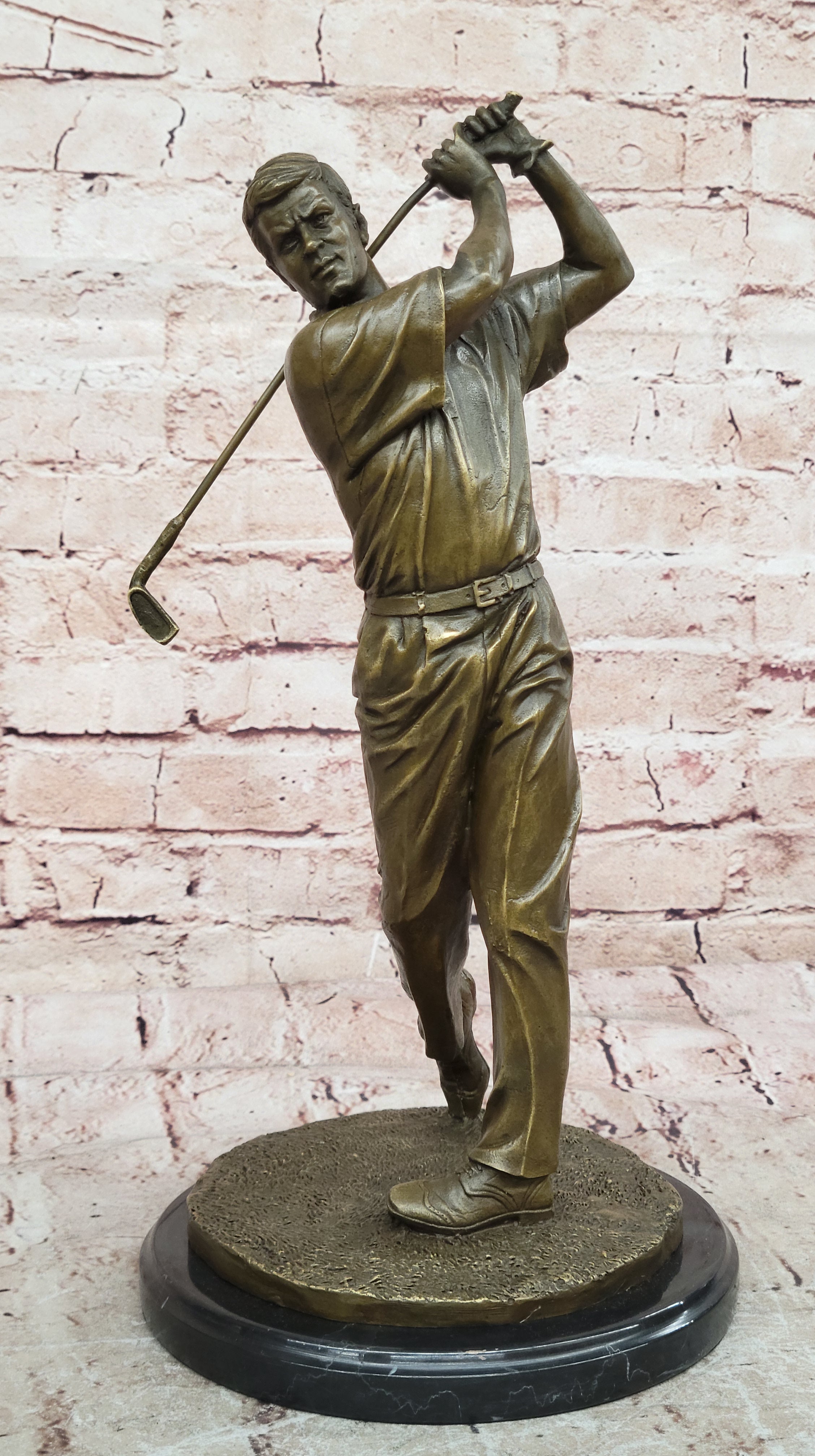 Bobby Jones Classic Golfer Art Bronze Marble Statue Golf Club Pro Shop Sculpture
