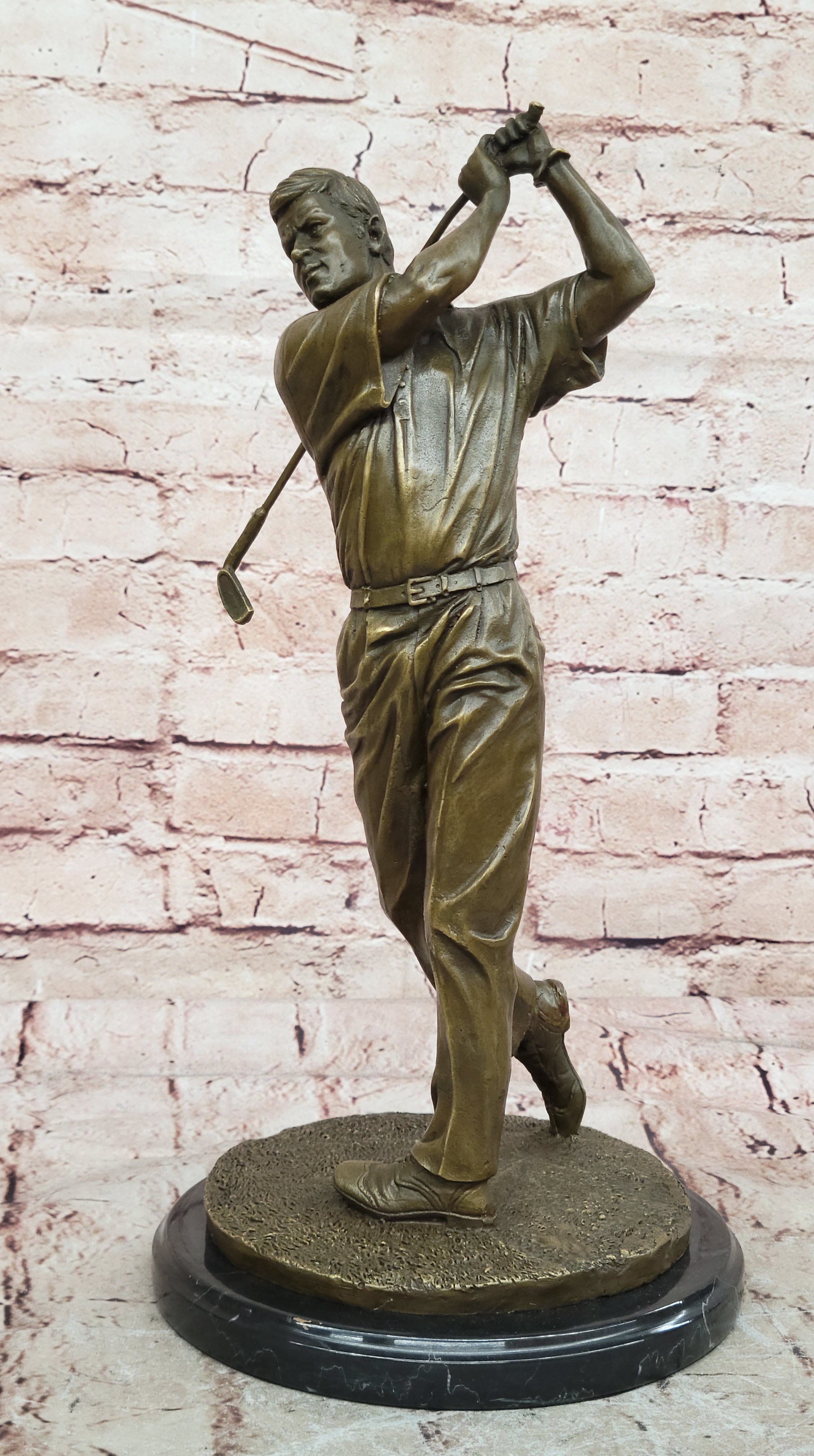 Bobby Jones Classic Golfer Art Bronze Marble Statue Golf Club Pro Shop Sculpture