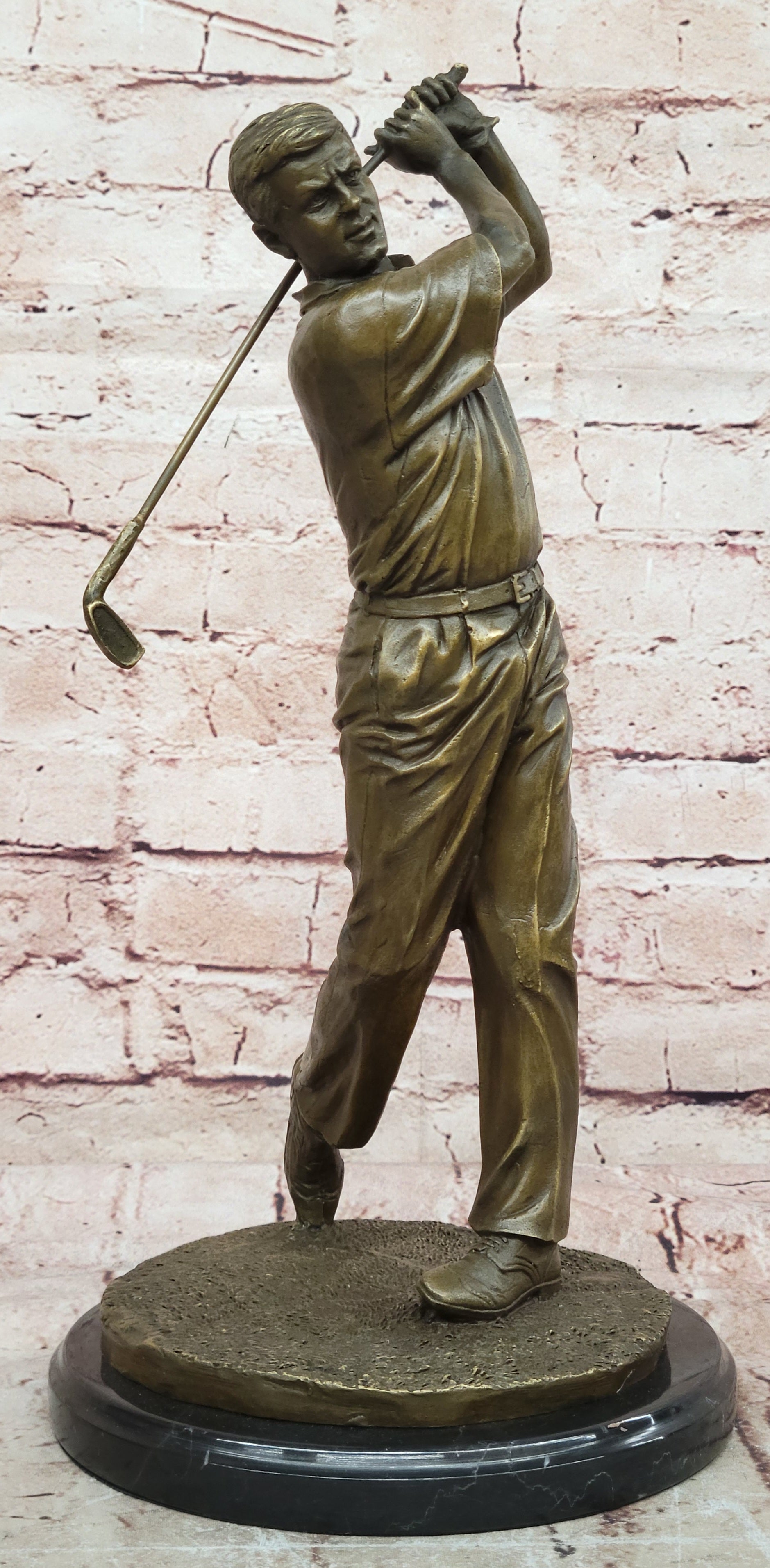 Bobby Jones Classic Golfer Art Bronze Marble Statue Golf Club Pro Shop Sculpture