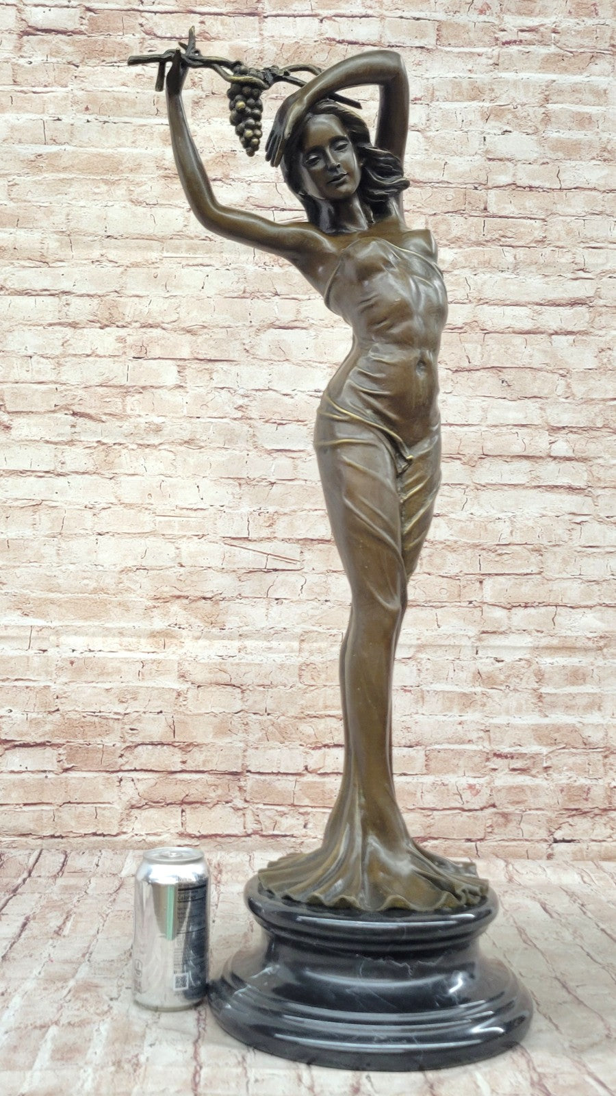 Bronze Sculpture Art Nouveau Deco Lady Statue 33" Tall Sculpture Marble Figurine