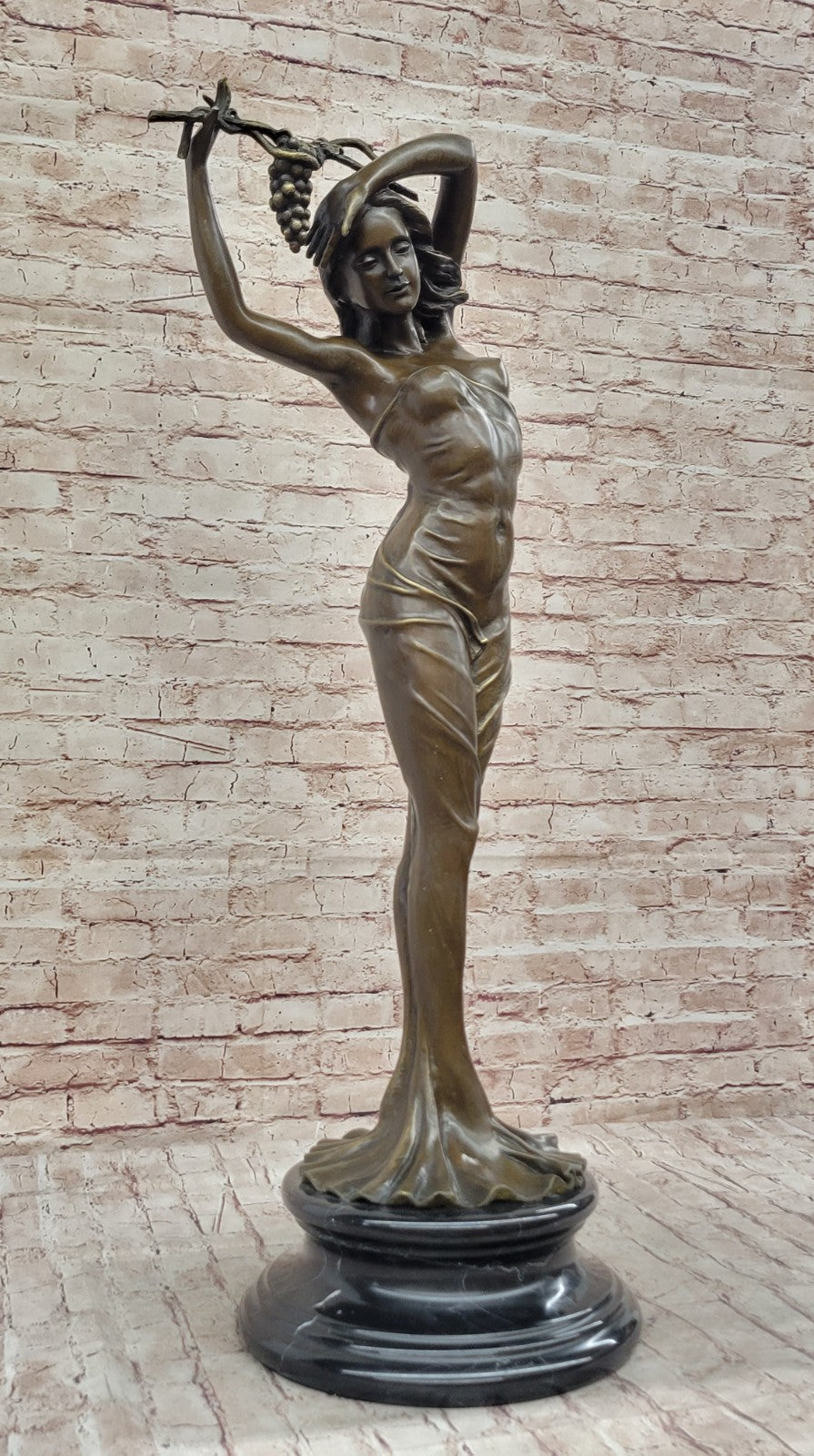 Bronze Sculpture Art Nouveau Deco Lady Statue 33" Tall Sculpture Marble Figurine