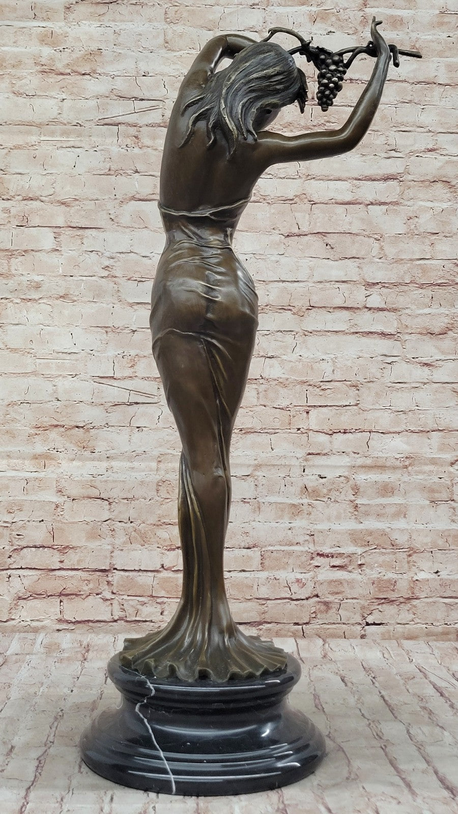 Bronze Sculpture Art Nouveau Deco Lady Statue 33" Tall Sculpture Marble Figurine