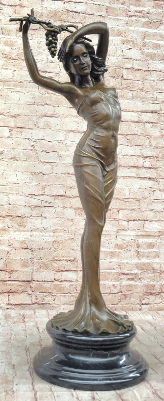Bronze Sculpture Art Nouveau Deco Lady Statue 33" Tall Sculpture Marble Figurine