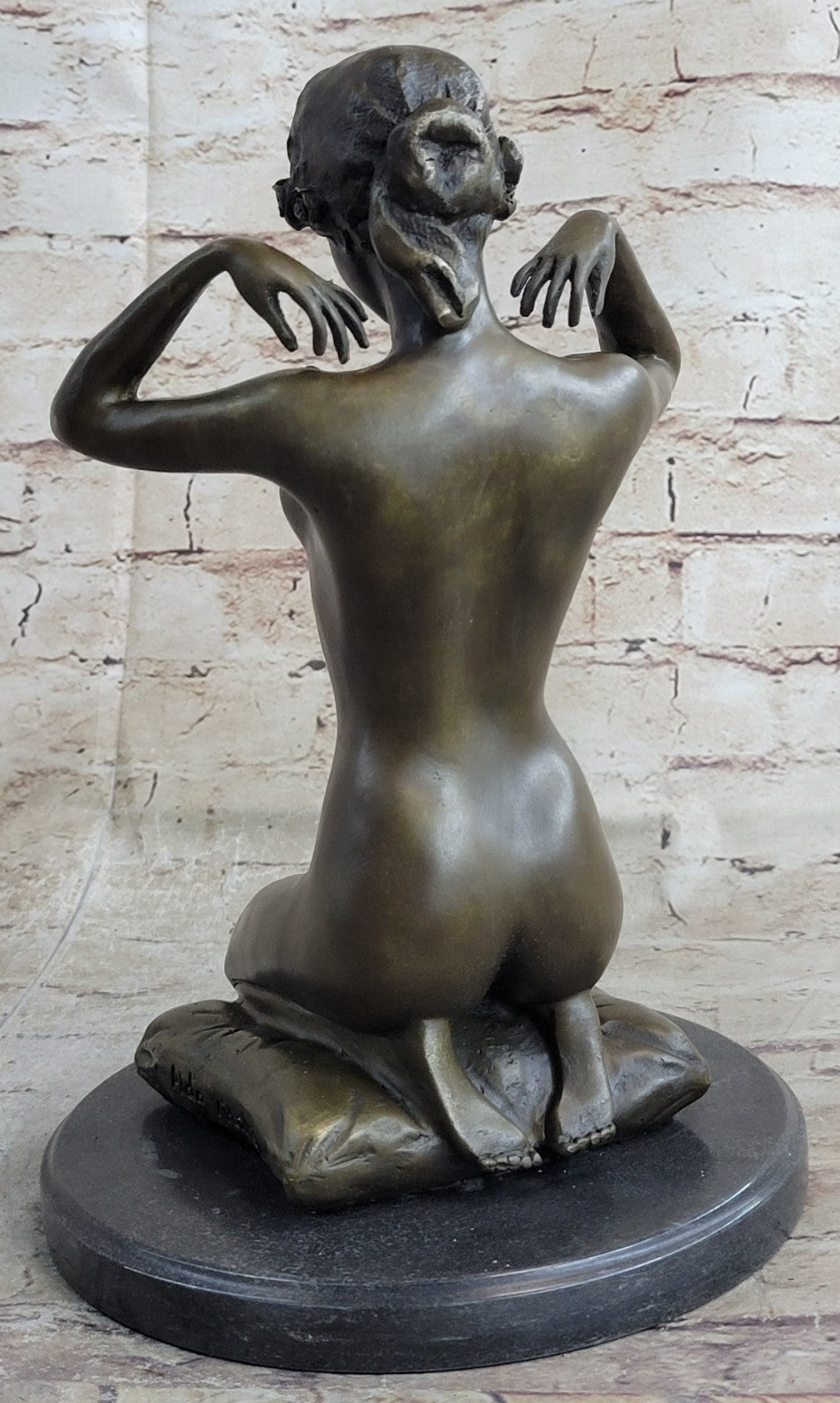 Hand Made Hot Cast Nude woman wearing Only Her Jewelry 100% solid Bronze Figure