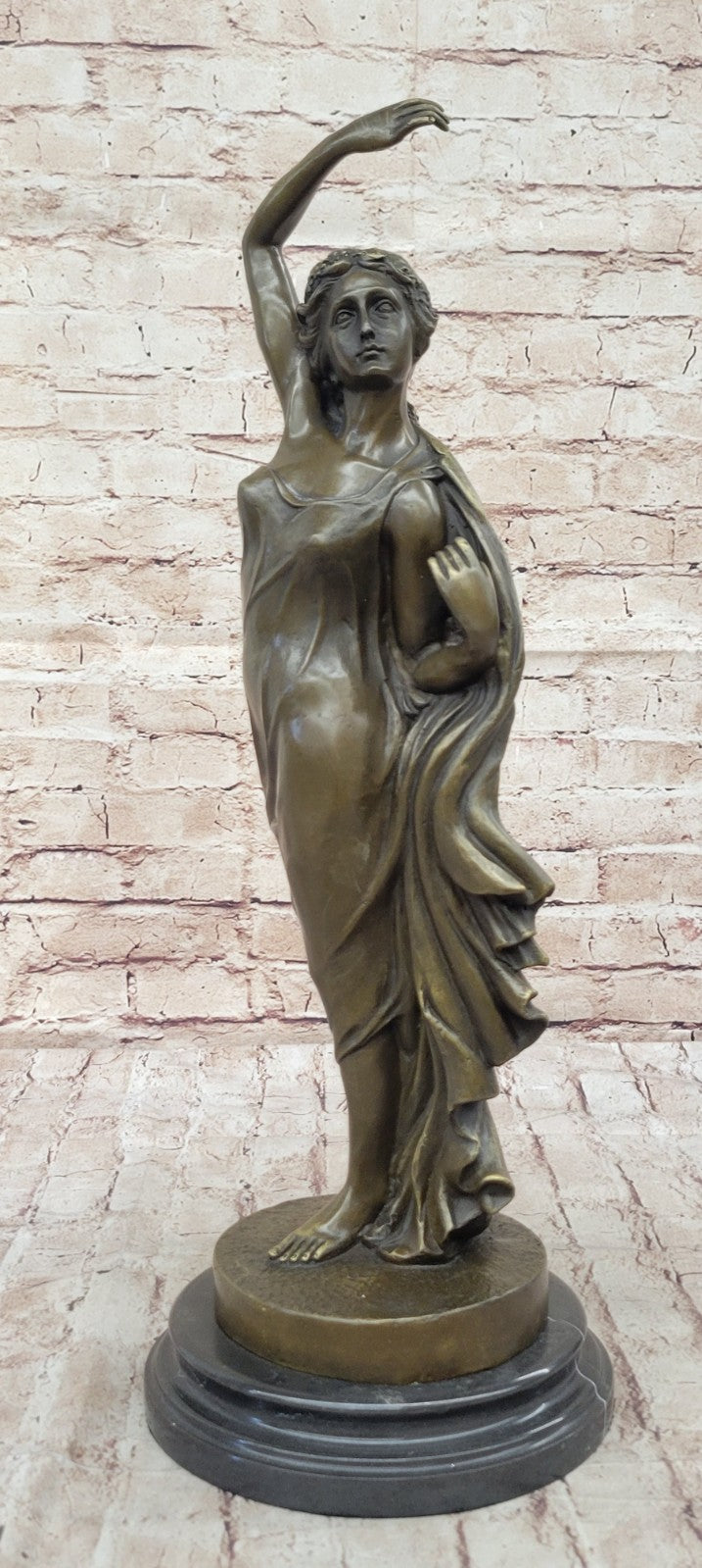 French Artist Canova`s Tempting Maiden: Large Bronze Sculpture Art Nouveau