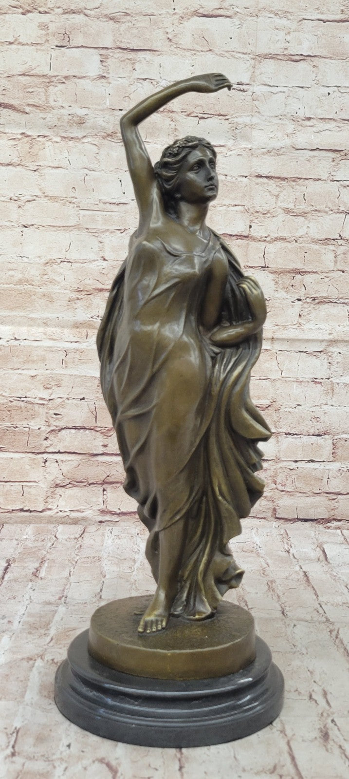 French Artist Canova`s Tempting Maiden: Large Bronze Sculpture Art Nouveau