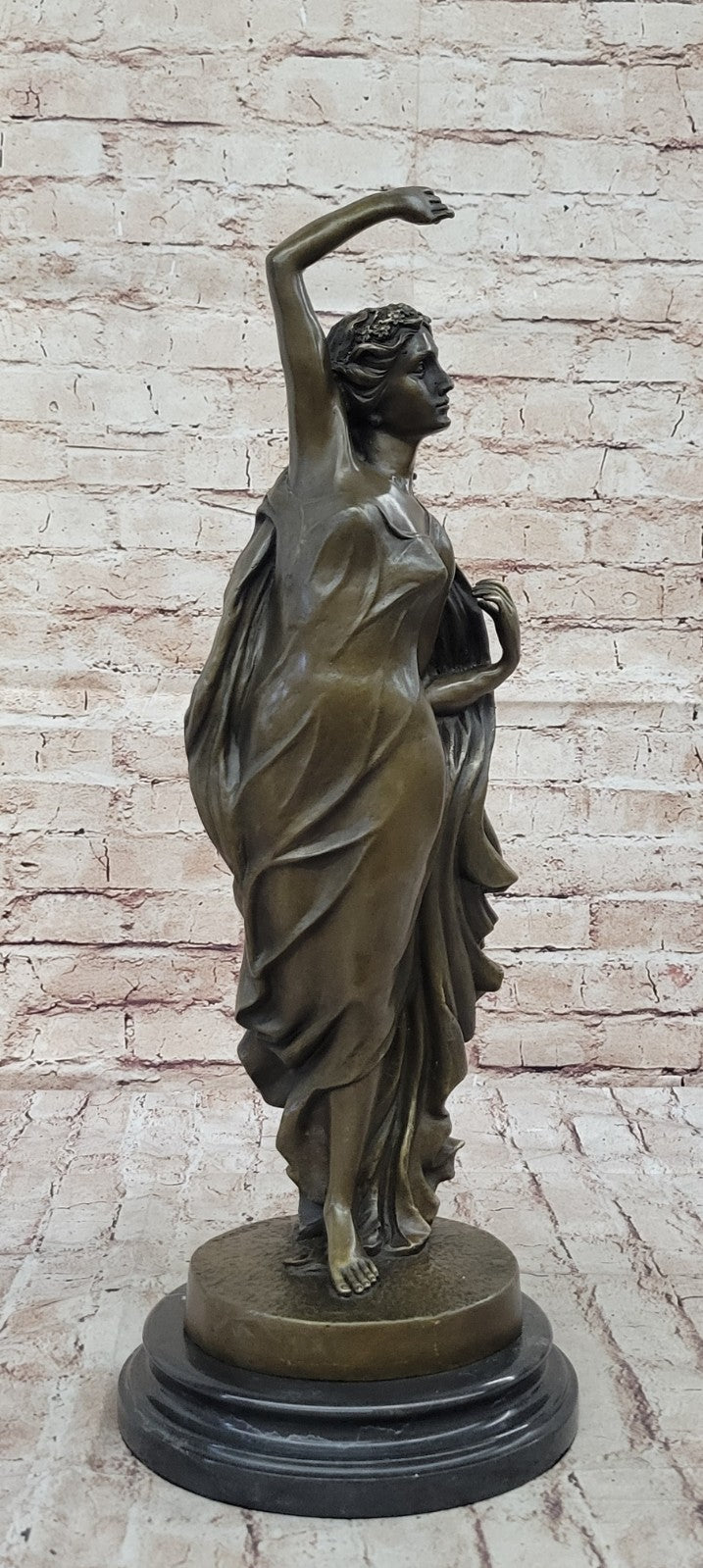 French Artist Canova`s Tempting Maiden: Large Bronze Sculpture Art Nouveau