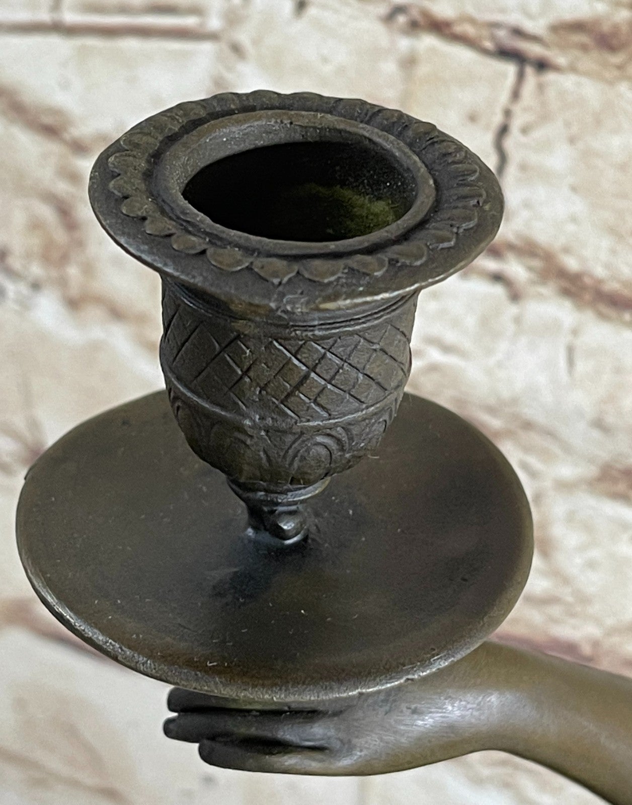 100% Solid Bronze Lady Candle Holder Girl Candlestick brass Statue Art Figurine