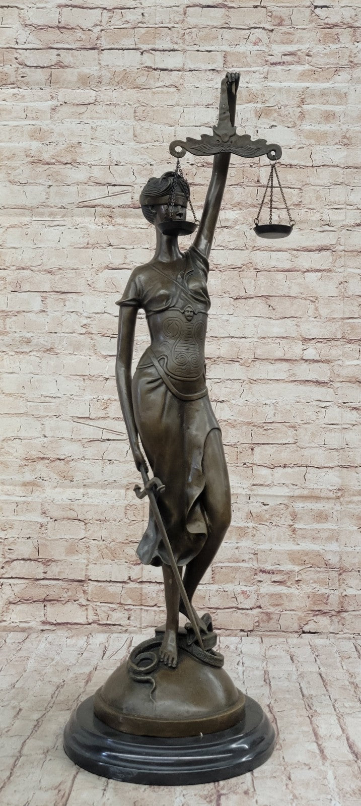 Bronze Hand-crafted Art Sculpture GODDESS Blind Lady Justice Law OFFICE Statue