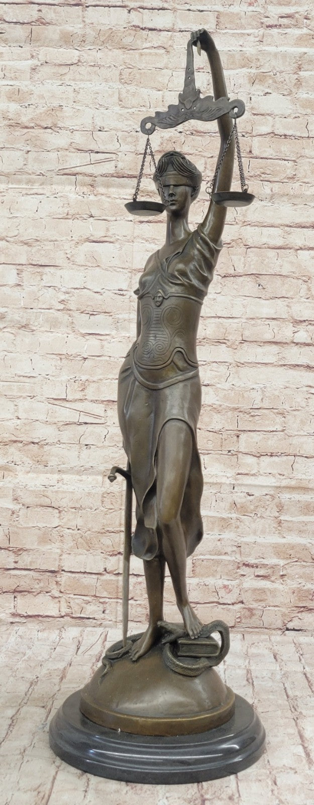 Bronze Hand-crafted Art Sculpture GODDESS Blind Lady Justice Law OFFICE Statue