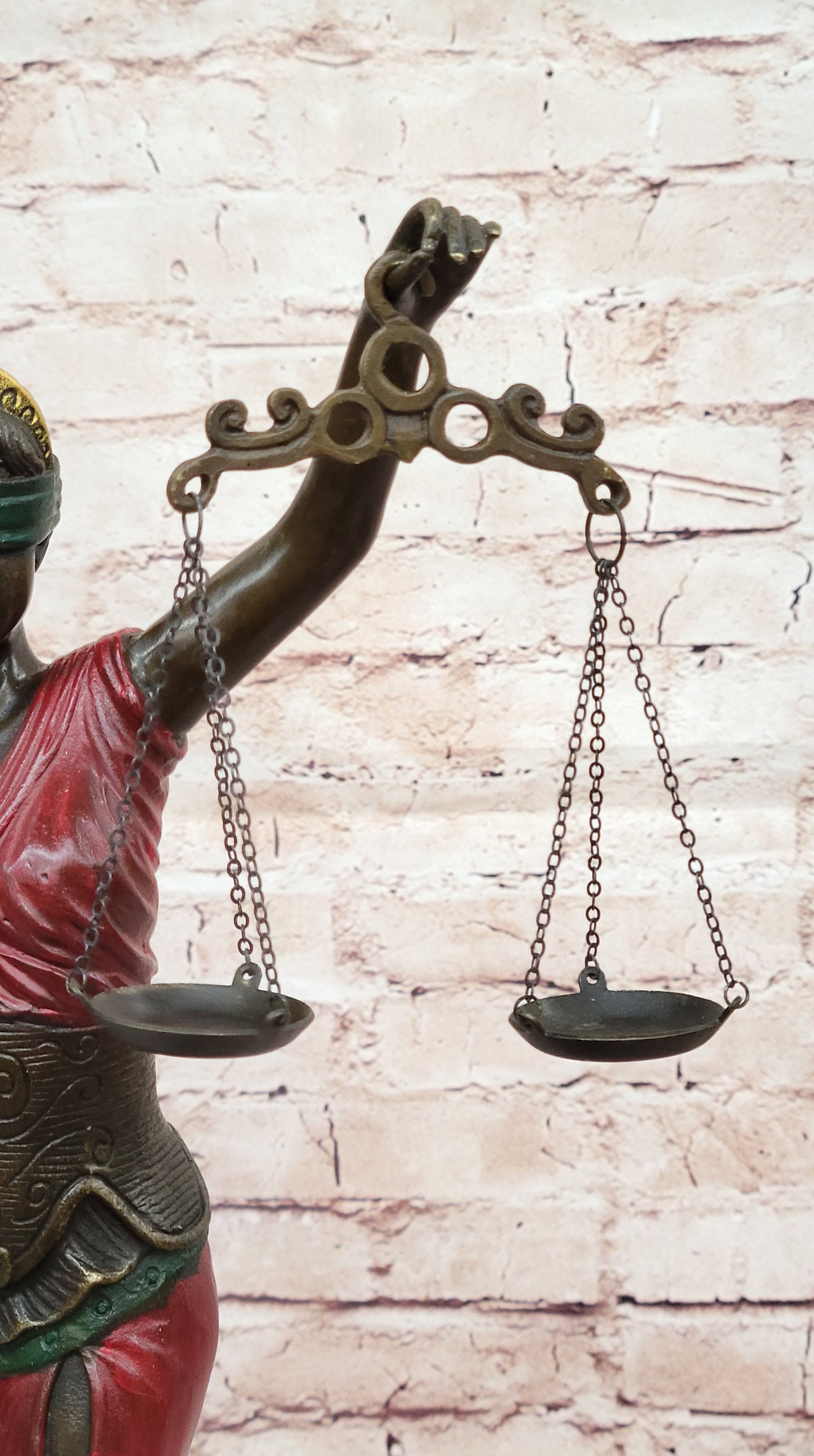 NUDE BRONZE SCALE OF JUSTICE BLIND JUSTICE SCULPTURE STATUE CLASSICAL FIGURINE 18"