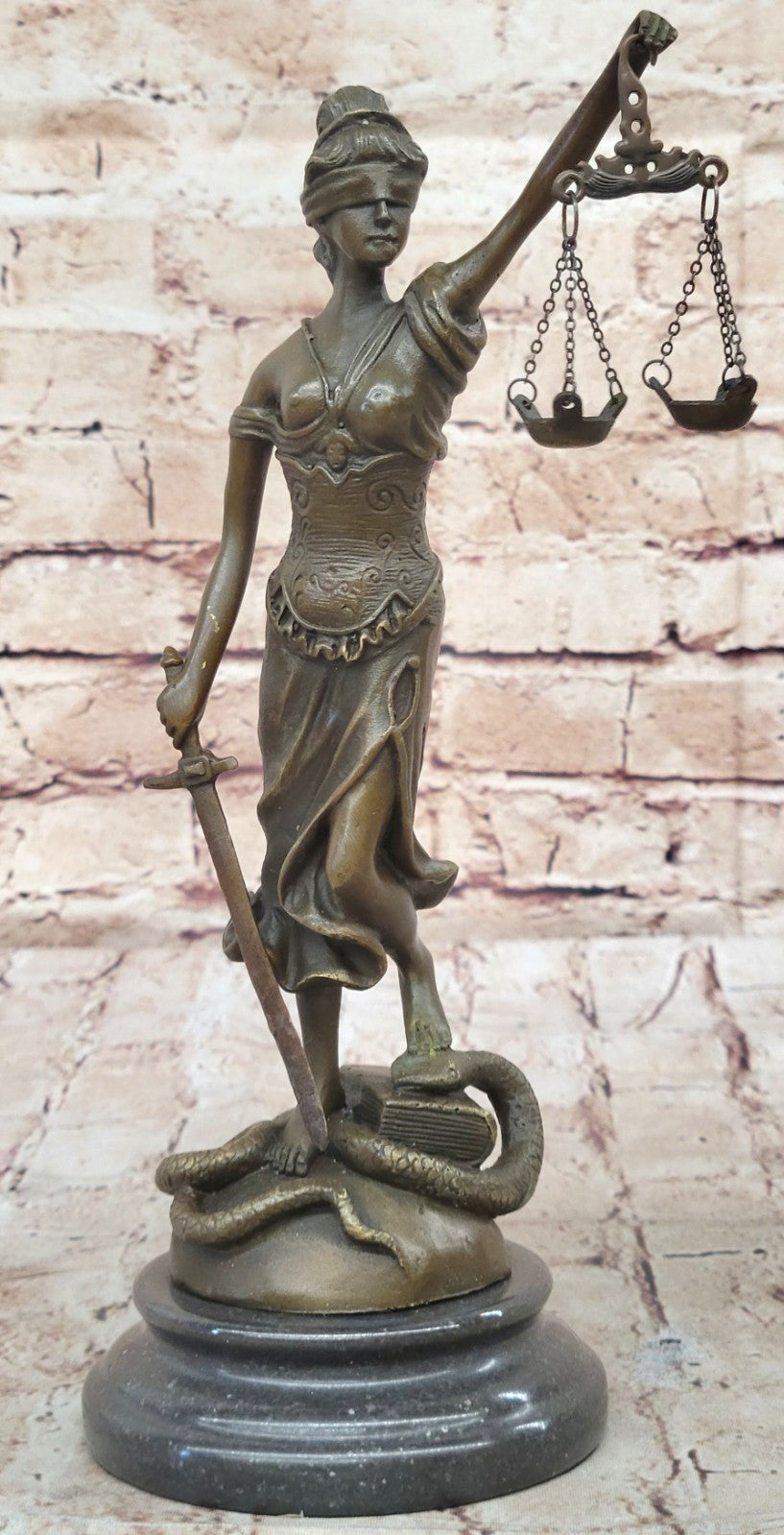 Nude Signed by Mayor Lawyer Gift blind Justice Bronze Sculpture Marble Figure
