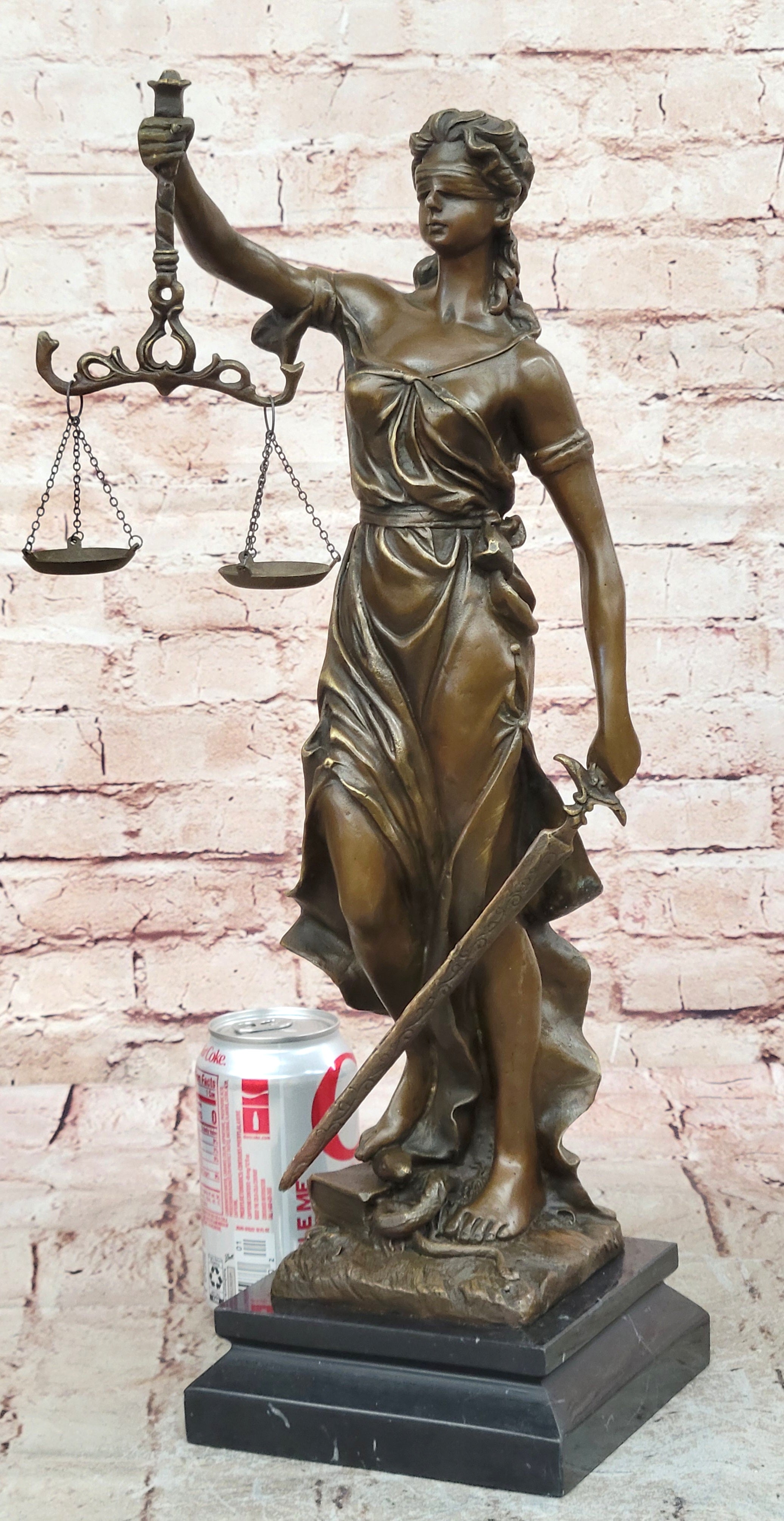 20.5" Desk Top Large Blind Justice Graduation Gift for Lawyer Bronze Sculpture S