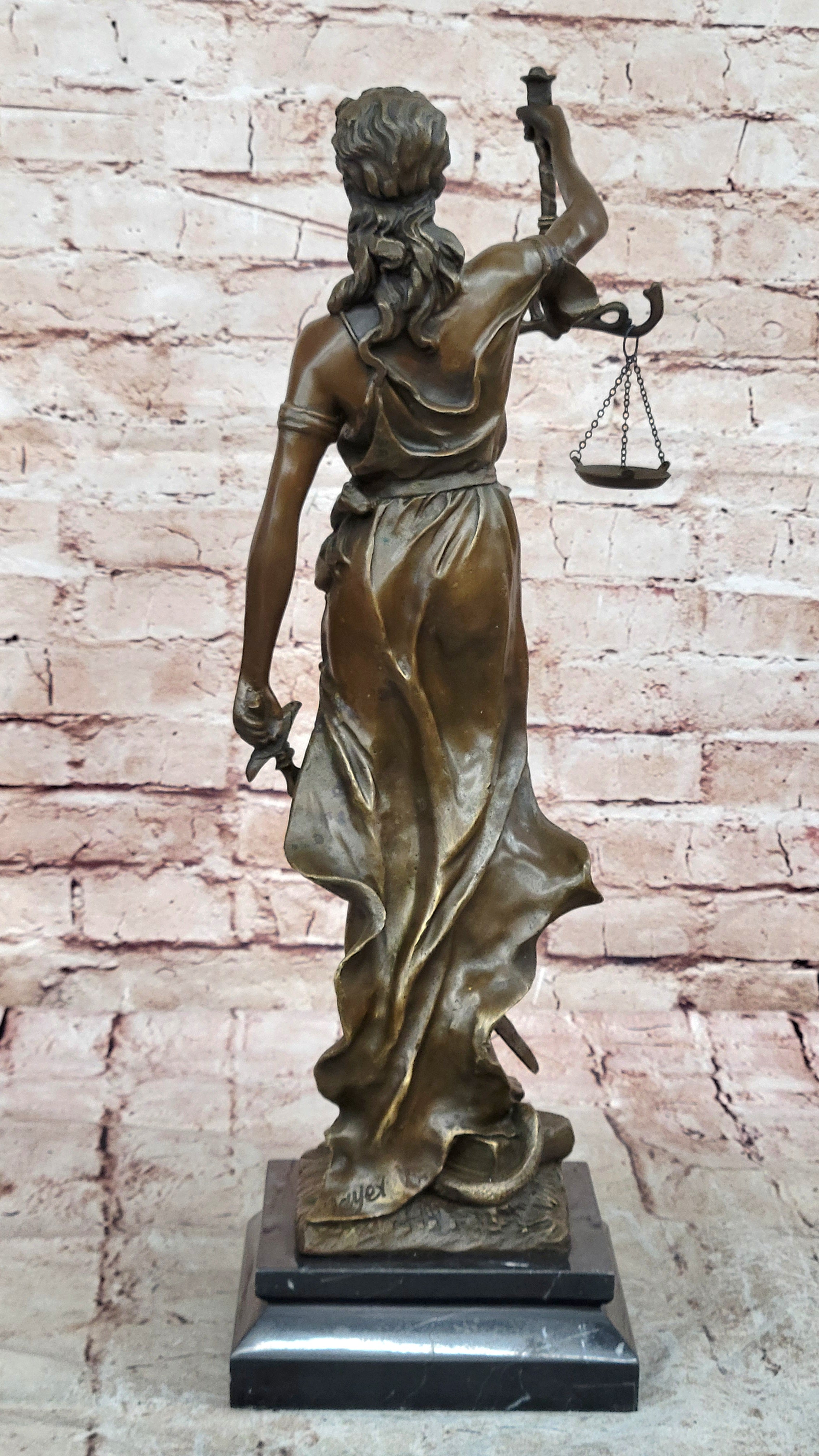 20.5" Desk Top Large Blind Justice Graduation Gift for Lawyer Bronze Sculpture S