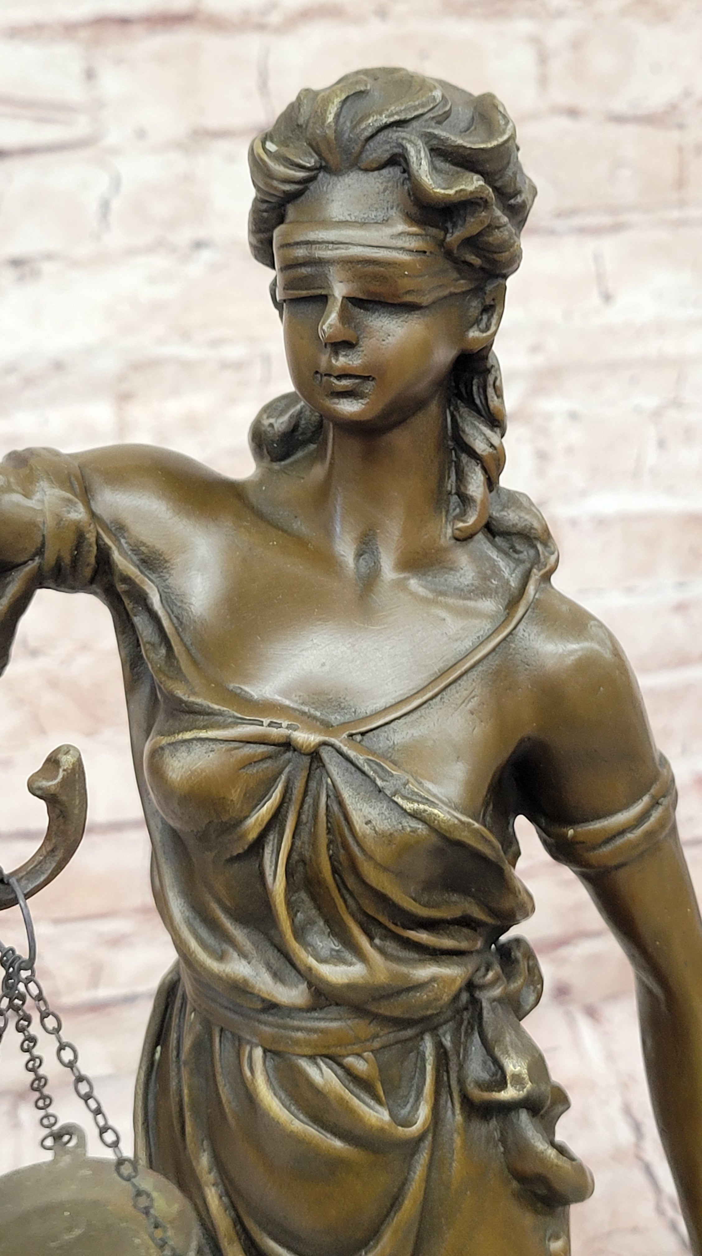 20.5" Desk Top Large Blind Justice Graduation Gift for Lawyer Bronze Sculpture S