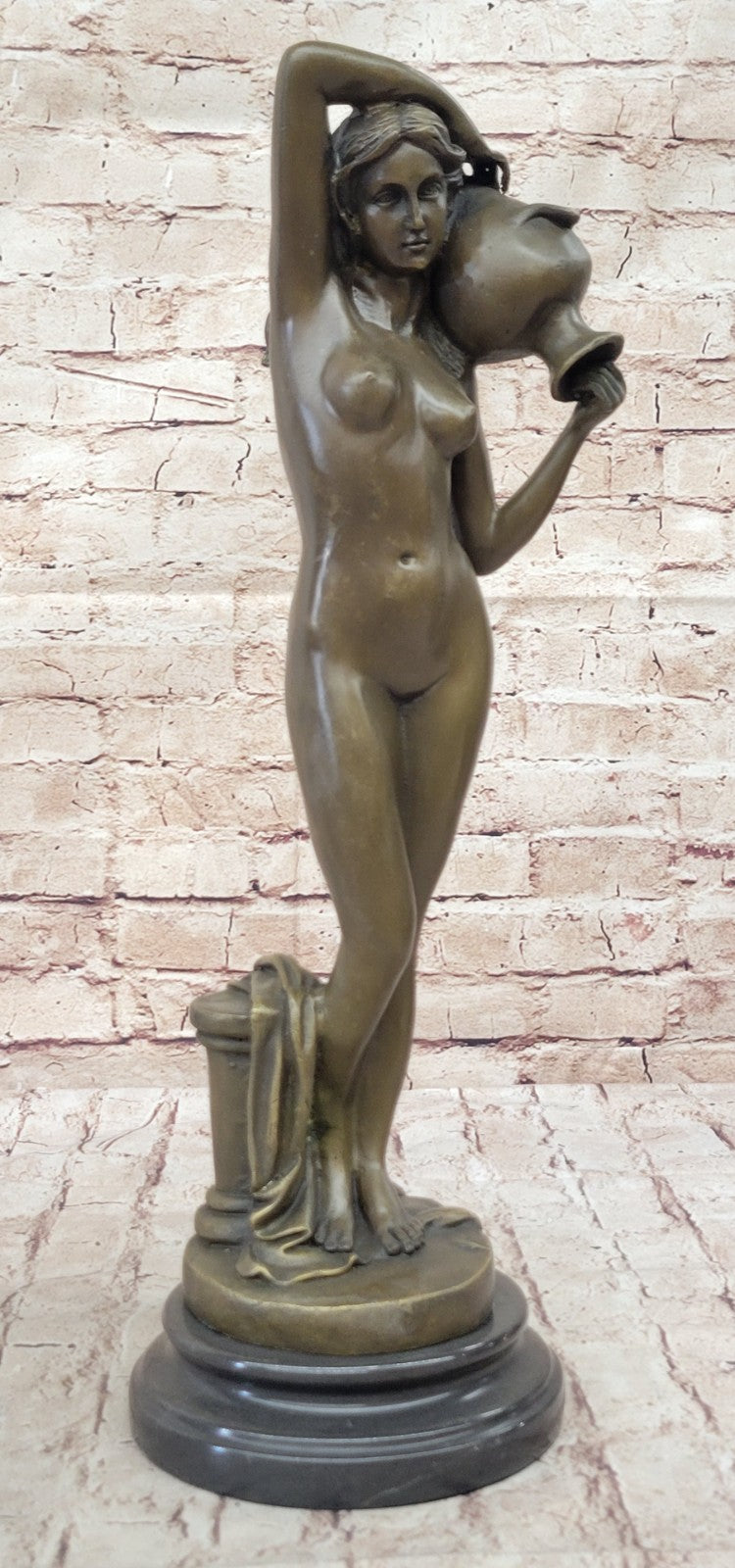 Art Deco Nouveau Nymph Woman Girl Signed Bronze Sculpture Statue Figure Nude