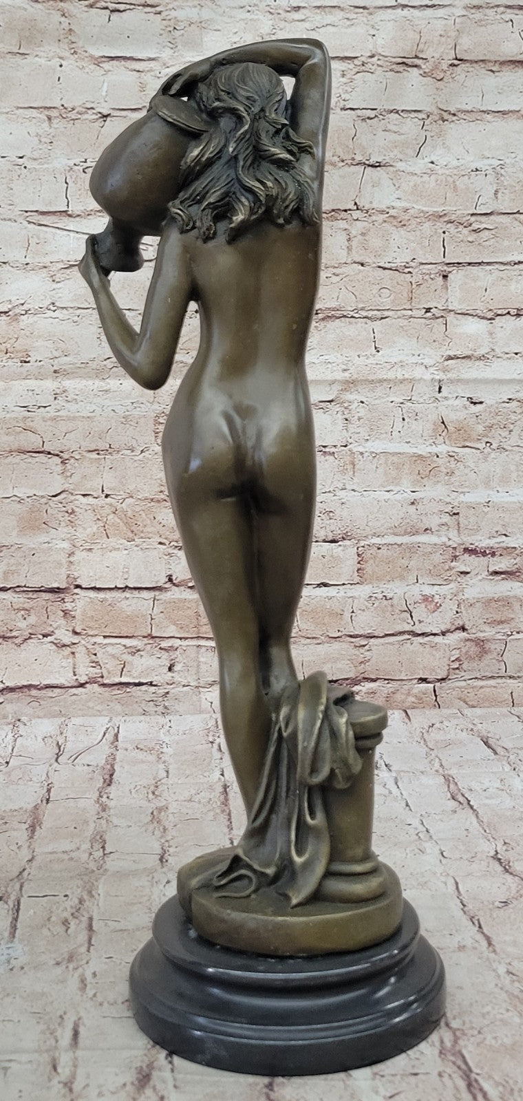 Art Deco Nouveau Nymph Woman Girl Signed Bronze Sculpture Statue Figure Nude