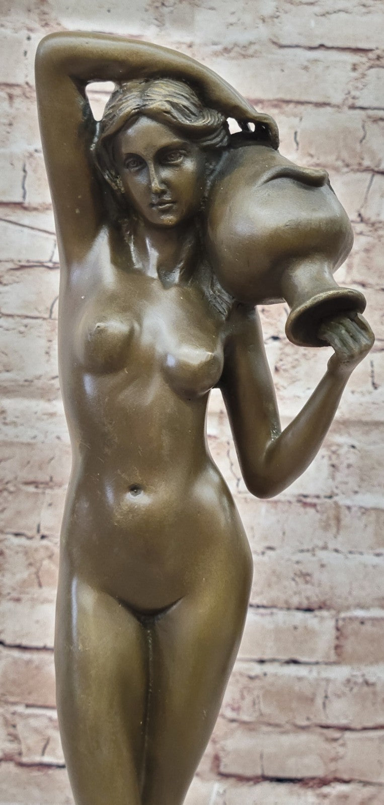 Art Deco Nouveau Nymph Woman Girl Signed Bronze Sculpture Statue Figure Nude