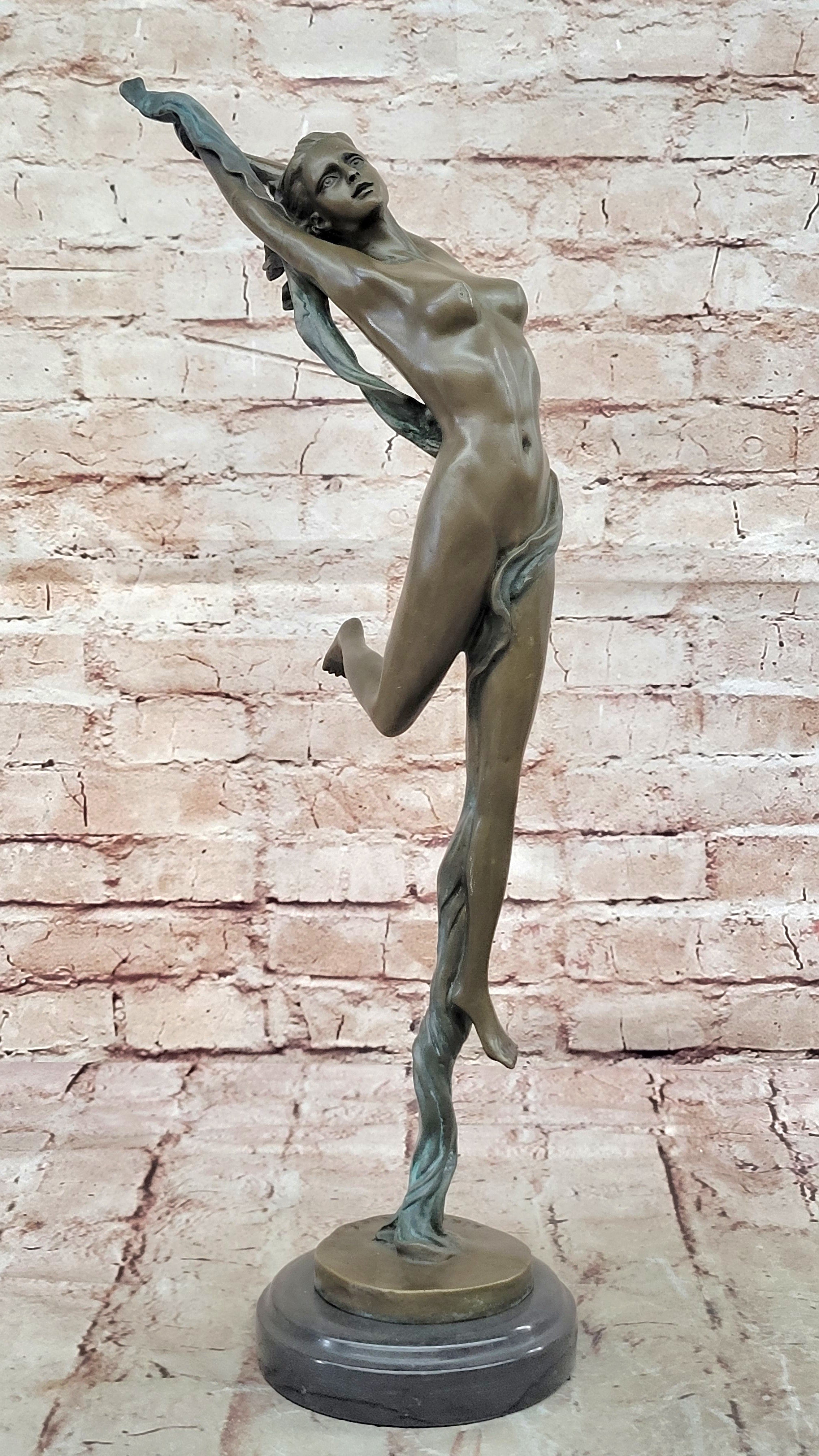 Sexy Nude Erotic Nymph Sculpture Signed Original Vitaleh Hot Cast Bronze Statue