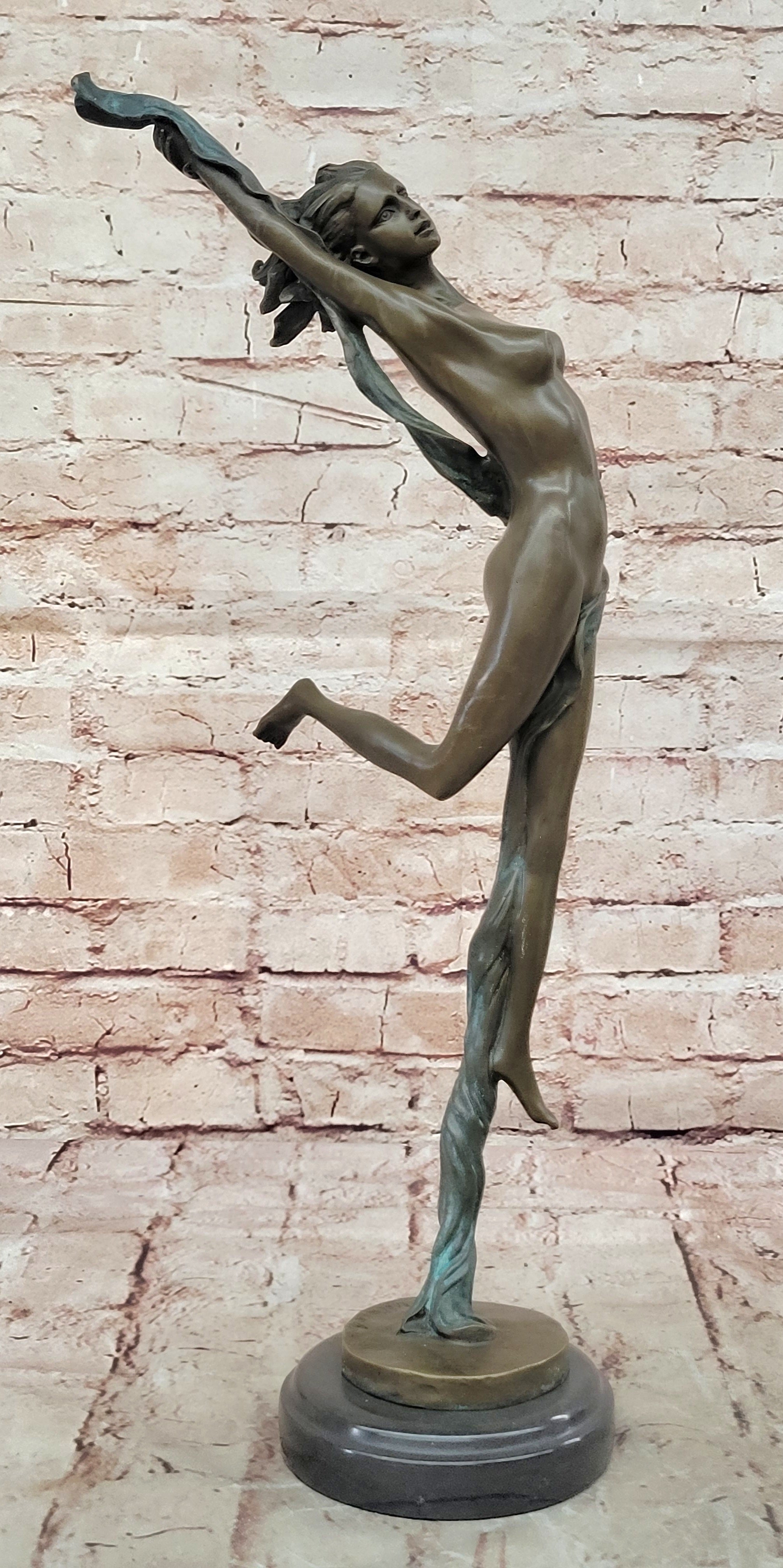 Sexy Nude Erotic Nymph Sculpture Signed Original Vitaleh Hot Cast Bronze Statue