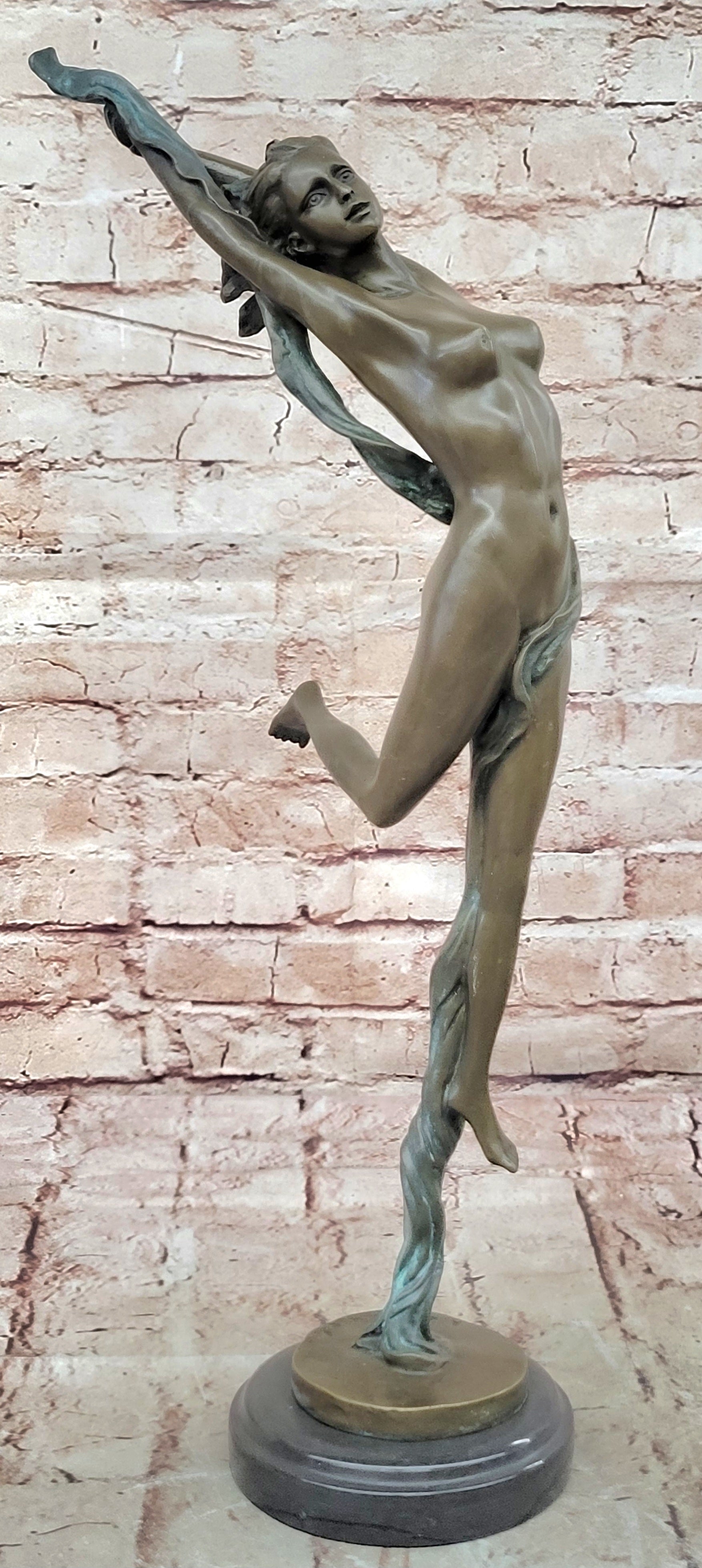 Sexy Nude Erotic Nymph Sculpture Signed Original Vitaleh Hot Cast Bronze Statue