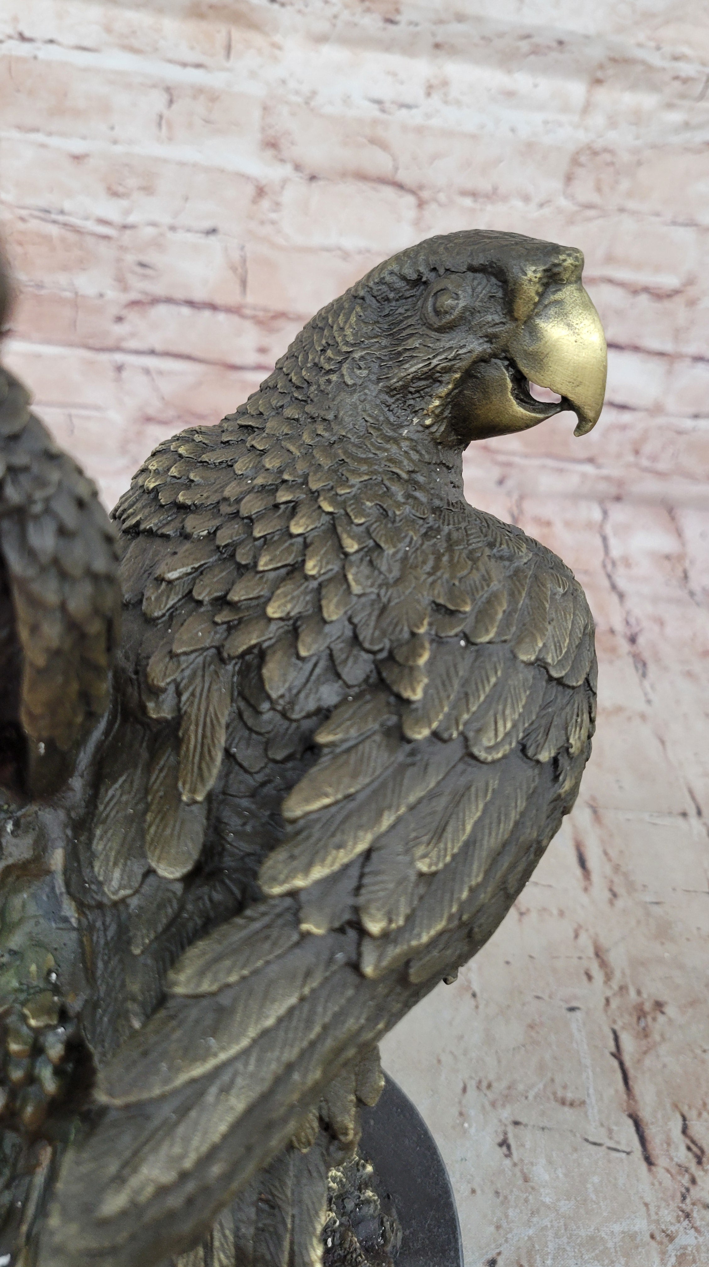 Handcrafted bronze sculpture SALE Parrots Brazilian Two Milo Original Signed dec