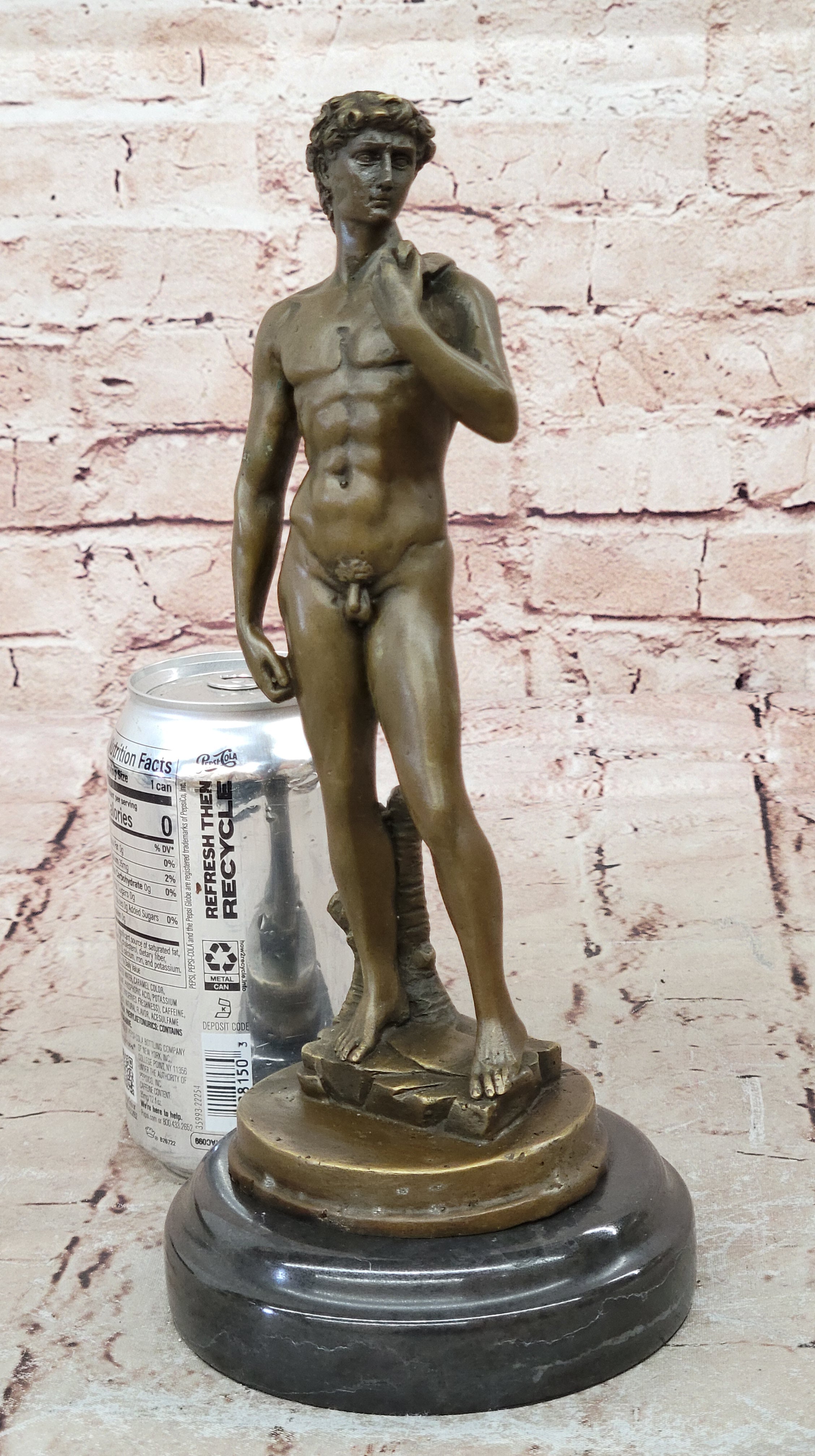 SIGN MICHELANGELO DAVID BRONZE SCULPTURE NUDE MALE DECO HOT CAST CLASSIC ARTWORK
