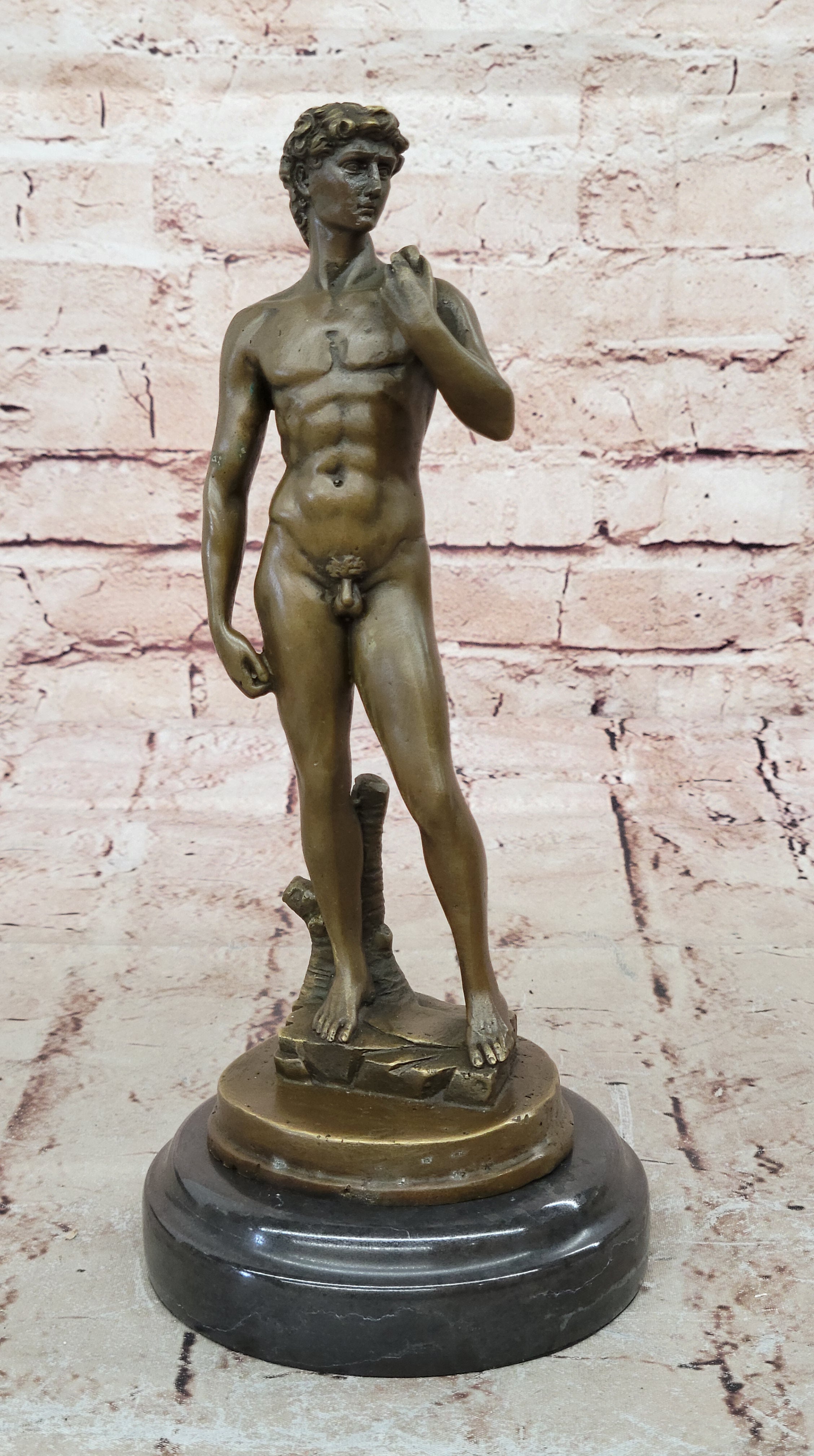 SIGN MICHELANGELO DAVID BRONZE SCULPTURE NUDE MALE DECO HOT CAST CLASSIC ARTWORK
