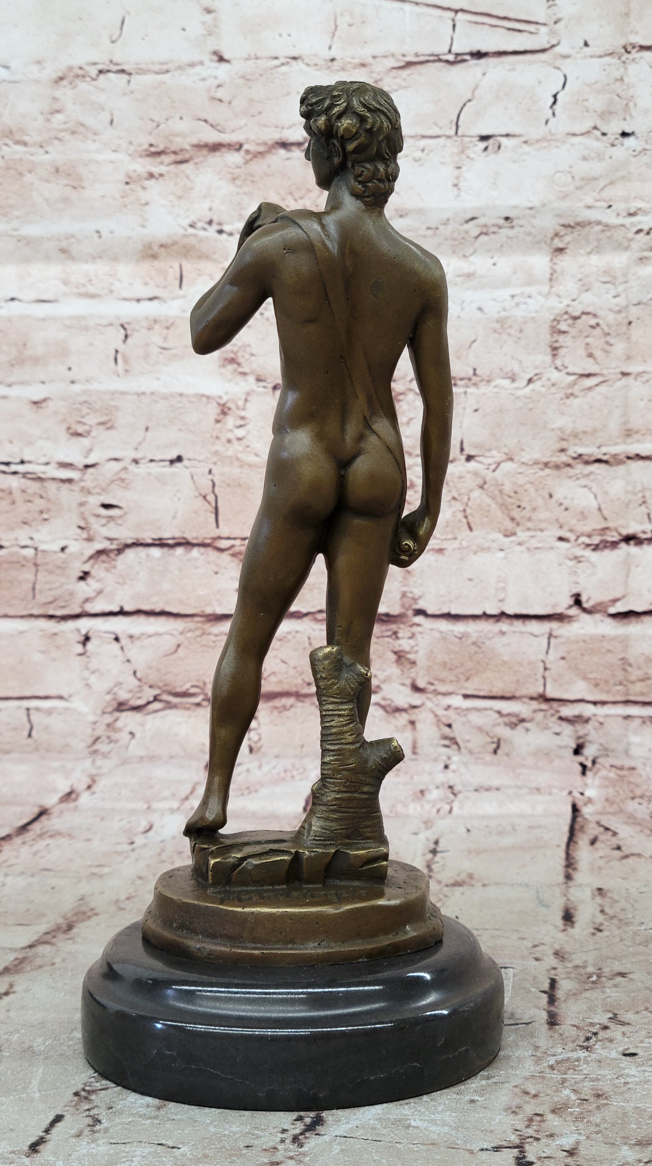SIGN MICHELANGELO DAVID BRONZE SCULPTURE NUDE MALE DECO HOT CAST CLASSIC ARTWORK