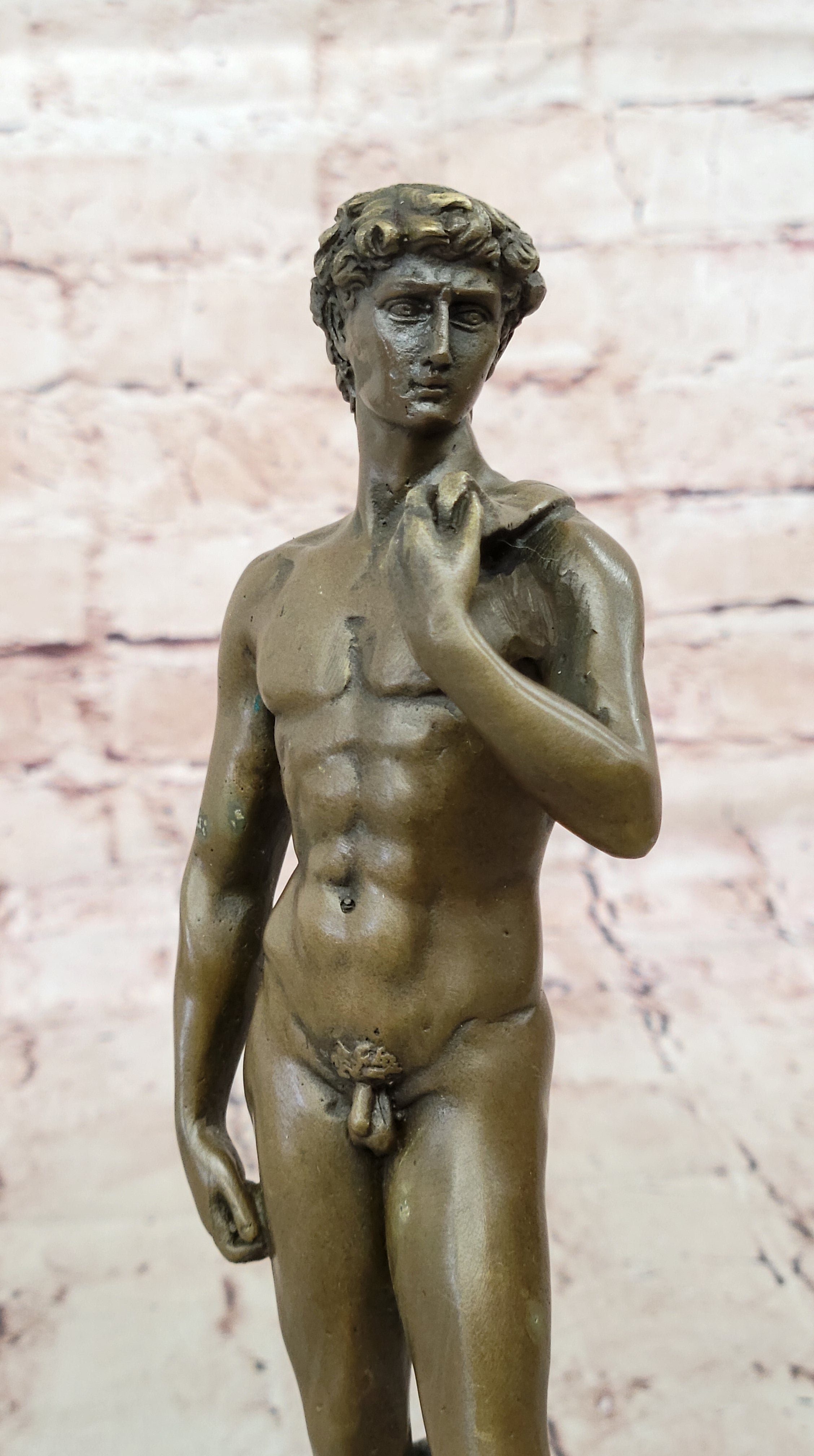 SIGN MICHELANGELO DAVID BRONZE SCULPTURE NUDE MALE DECO HOT CAST CLASSIC ARTWORK