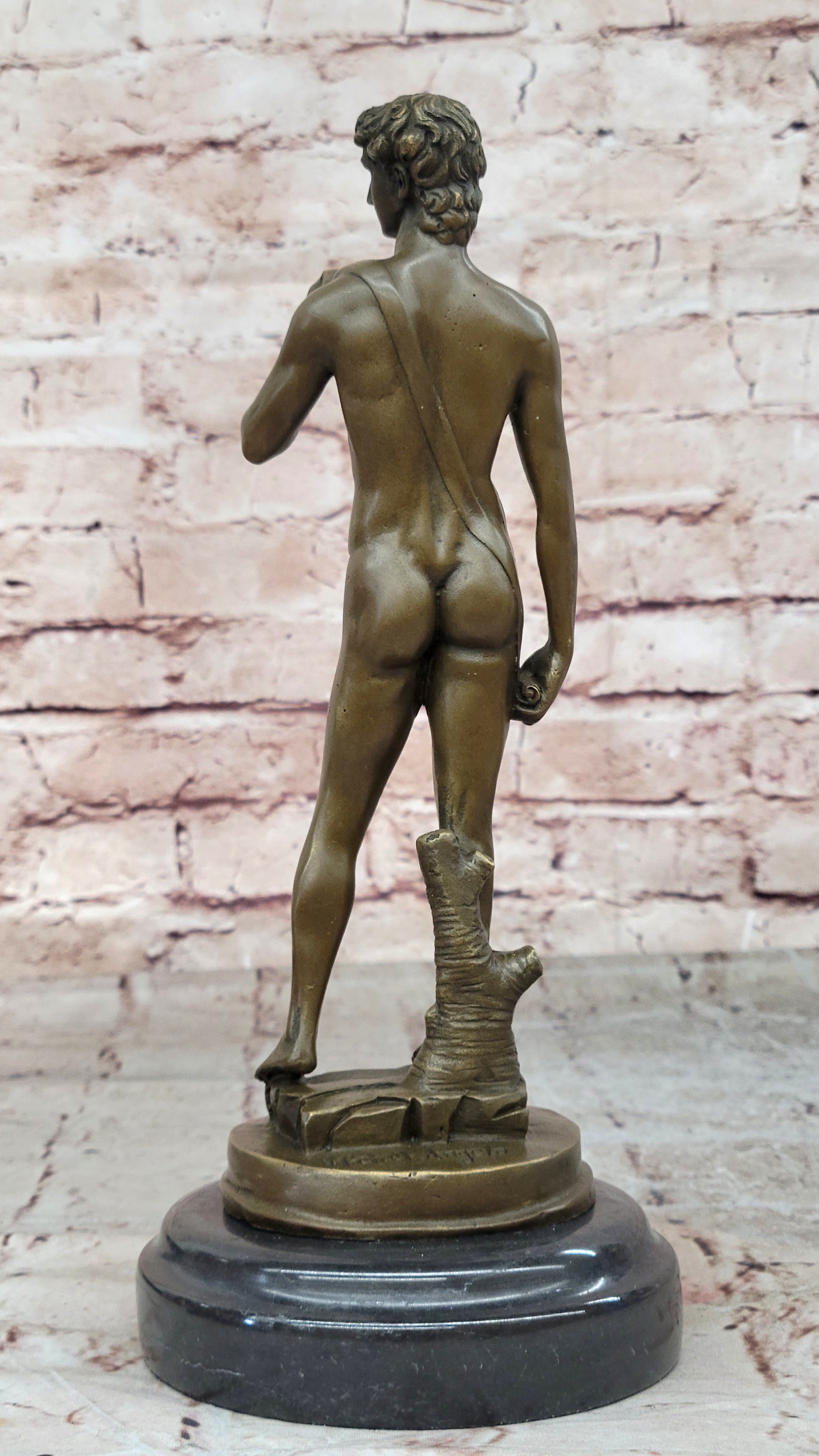 SIGN MICHELANGELO DAVID BRONZE SCULPTURE NUDE MALE DECO HOT CAST CLASSIC ARTWORK