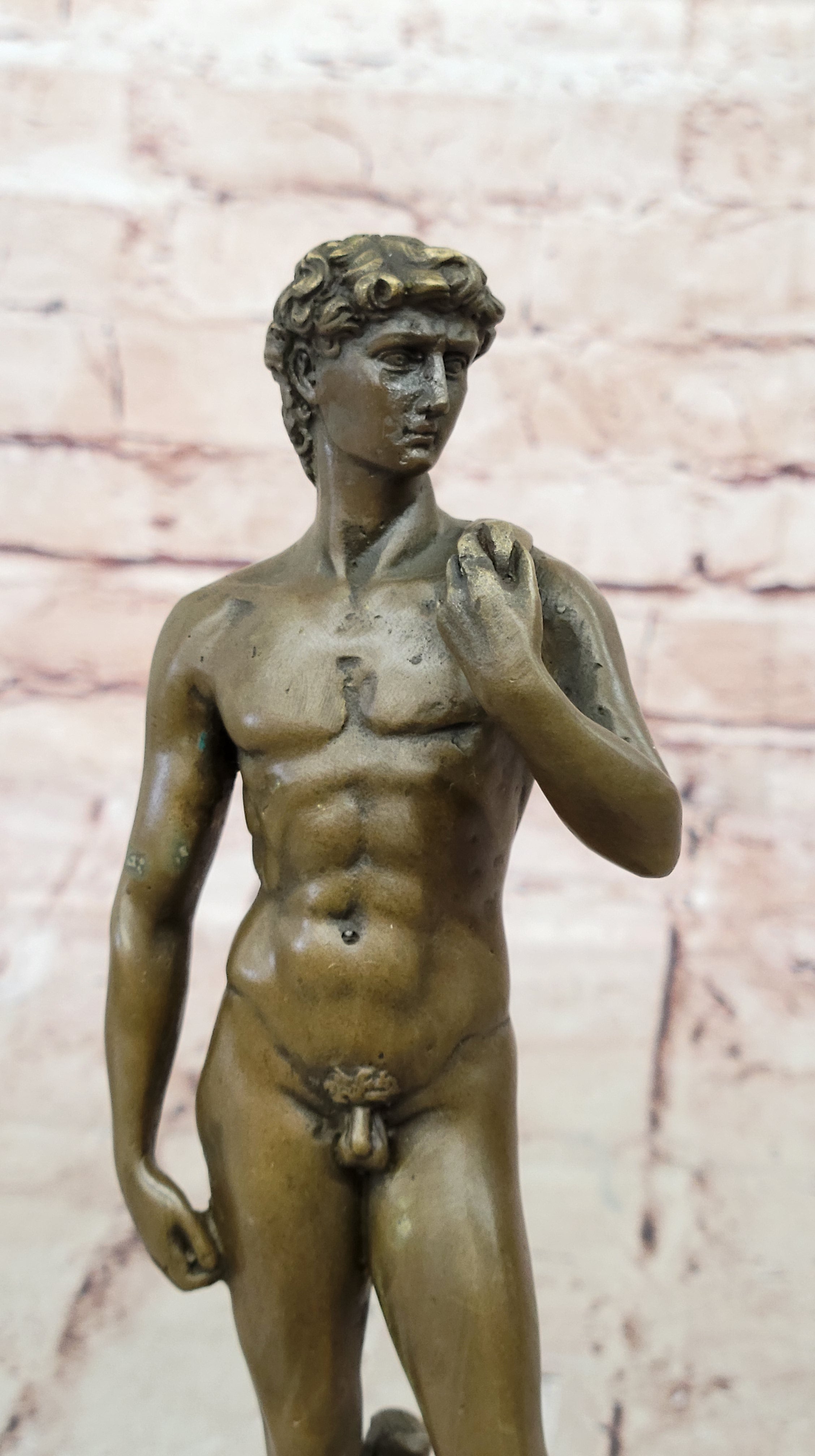 SIGN MICHELANGELO DAVID BRONZE SCULPTURE NUDE MALE DECO HOT CAST CLASSIC ARTWORK