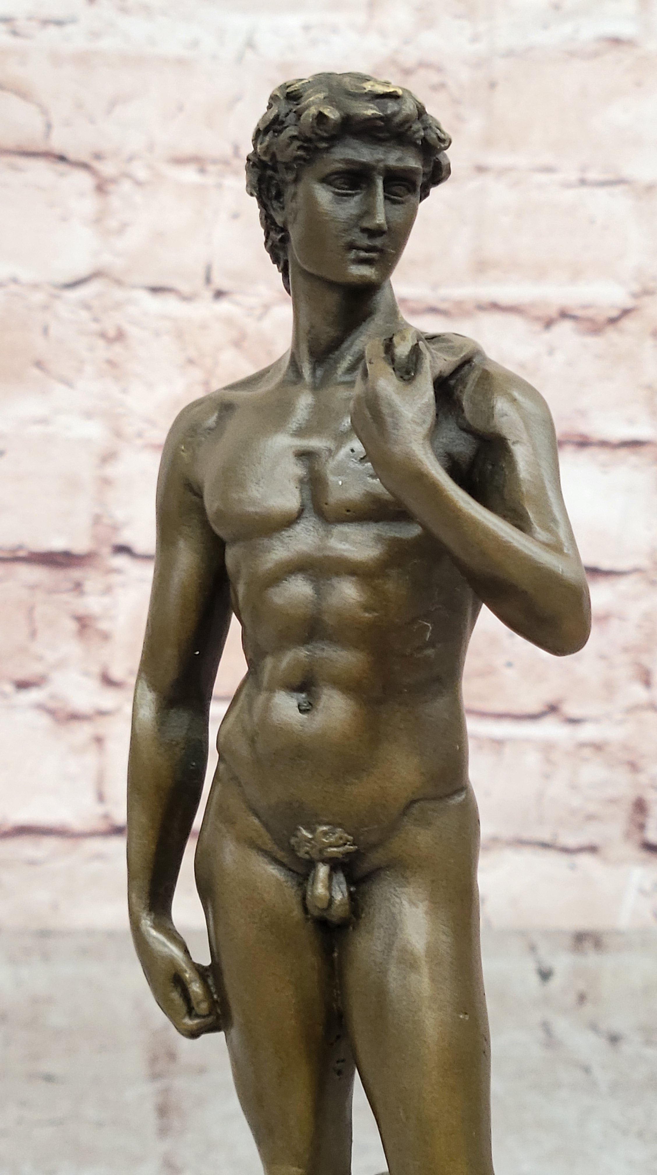 SIGN MICHELANGELO DAVID BRONZE SCULPTURE NUDE MALE DECO HOT CAST CLASSIC ARTWORK
