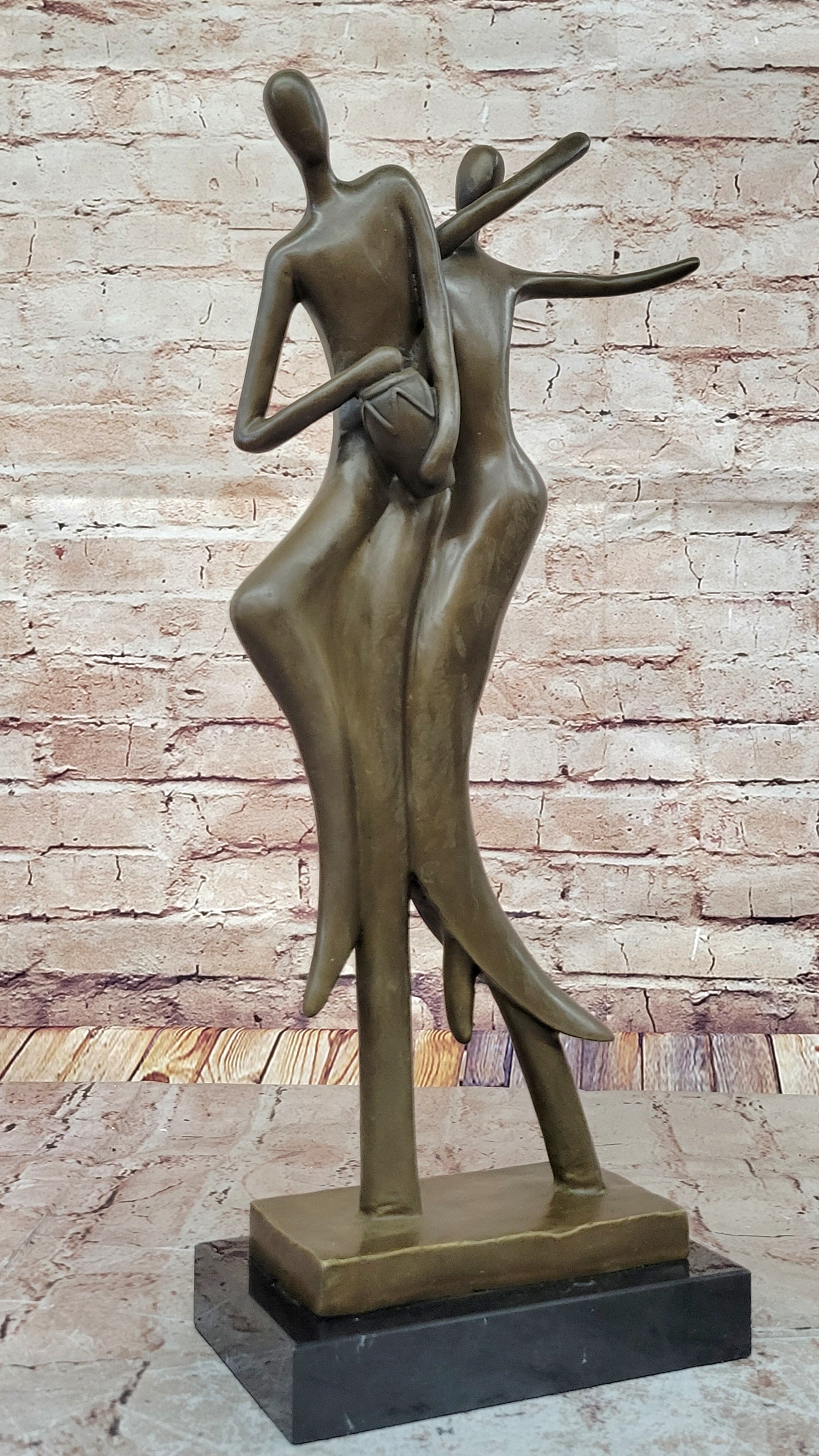 Art Deco Modern Bronze Sculpture Statue Figure Abstract Dancers Couple Decor